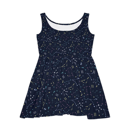 Constellation Night Sky Skater Dress | Stars Zodiac Print