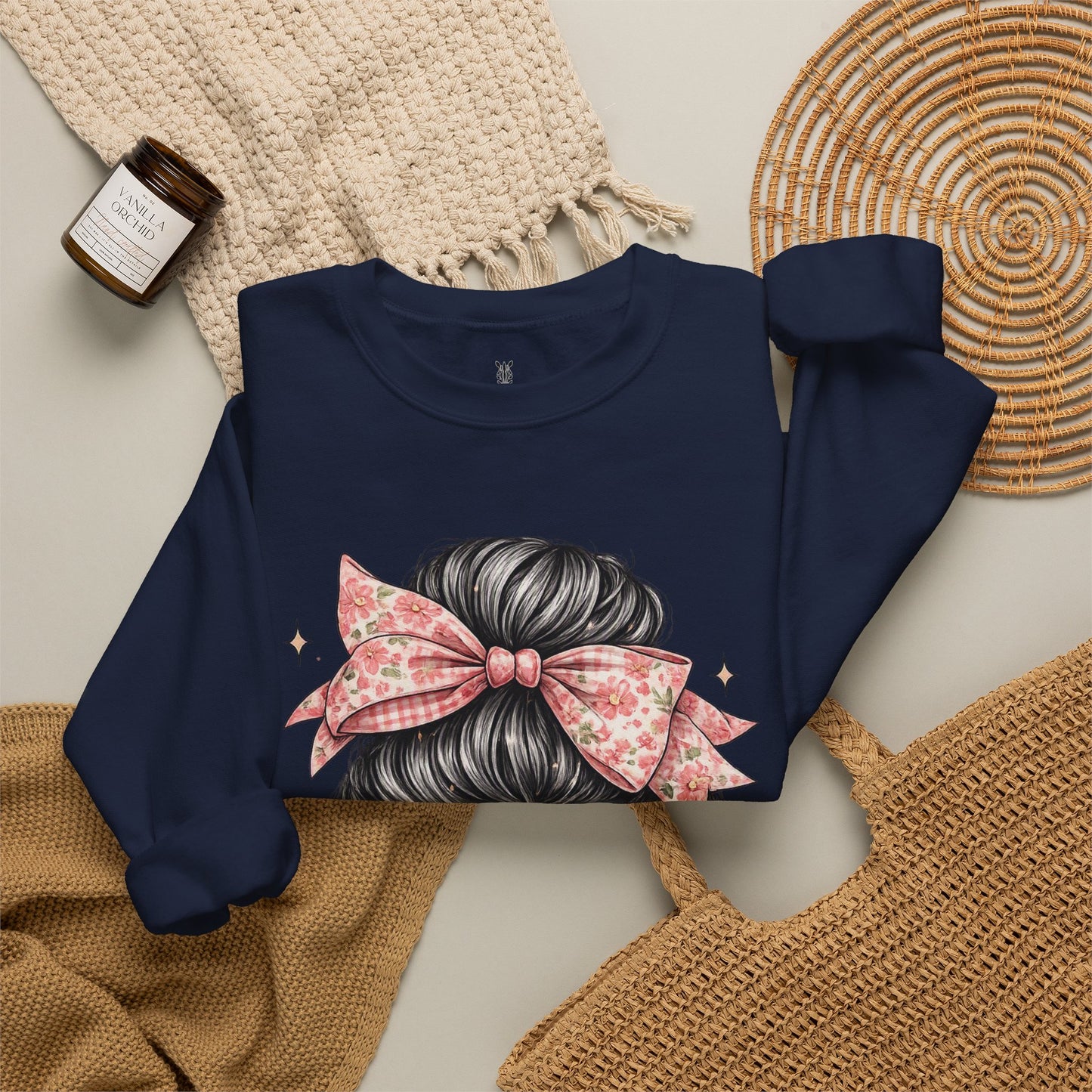 Funny Shirts for Teachers – Hair Bun & Sunglasses "Teach Love Inspire" Sweatshirt