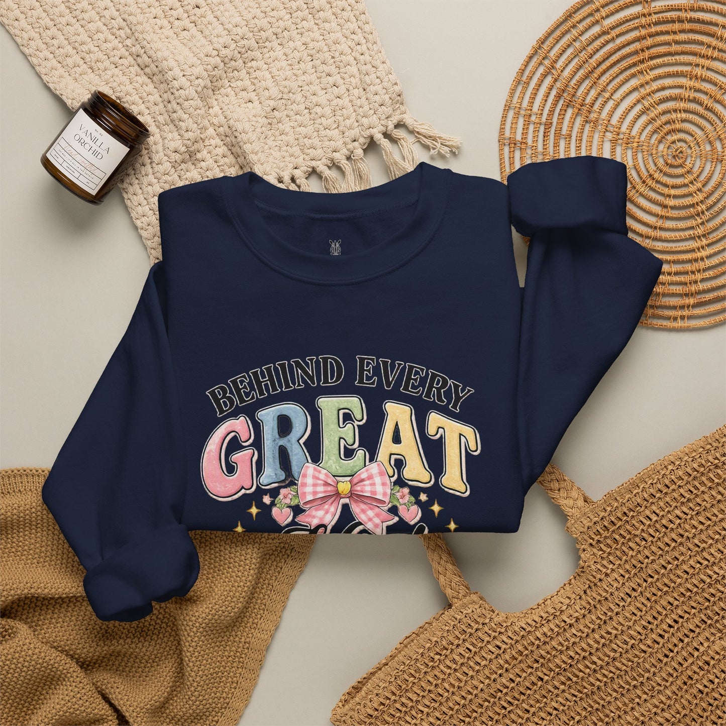 New Teacher Gift Crewneck Sweatshirt – "Behind Every Great Kid" Floral