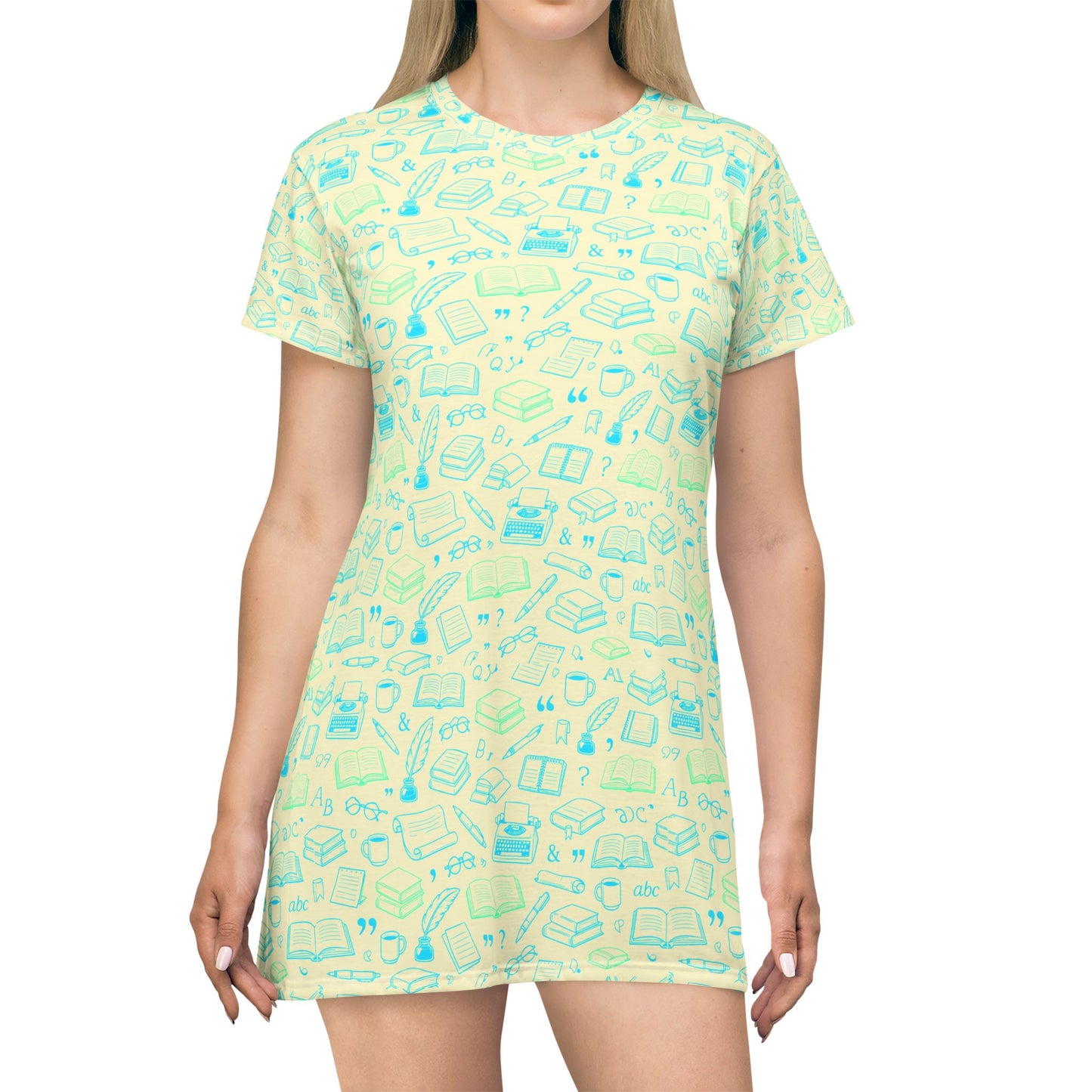 English Teacher T‑Shirt Dress — Neon Consoles & Controllers AOP
