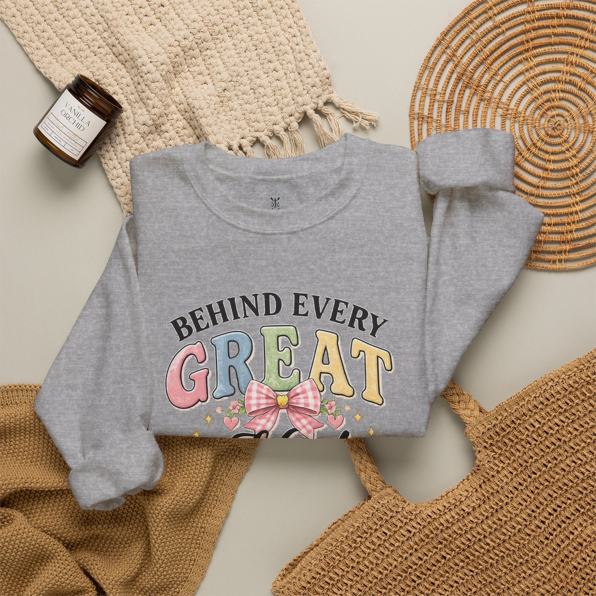New Teacher Gift Crewneck Sweatshirt – "Behind Every Great Kid" Floral