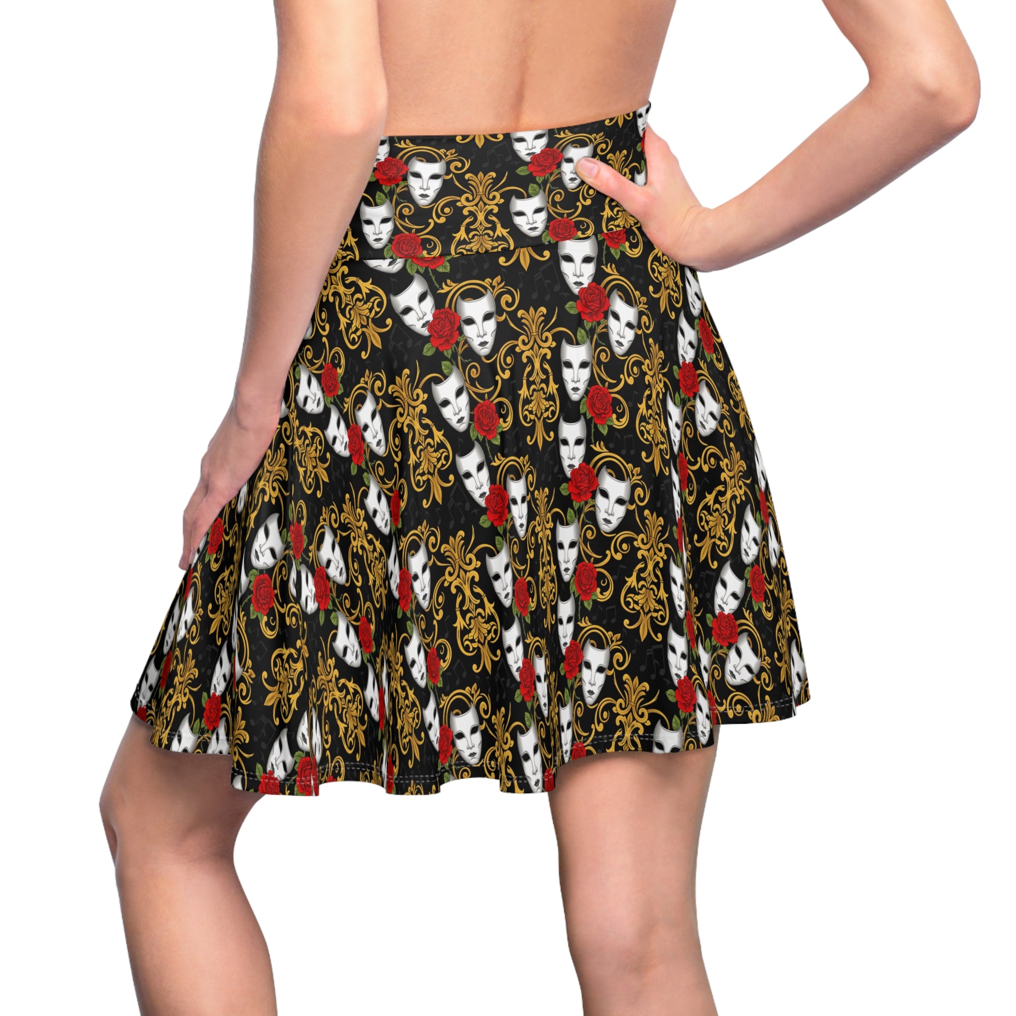 Dark Academia Teacher Skirt | Venetian Mask & Rose Print