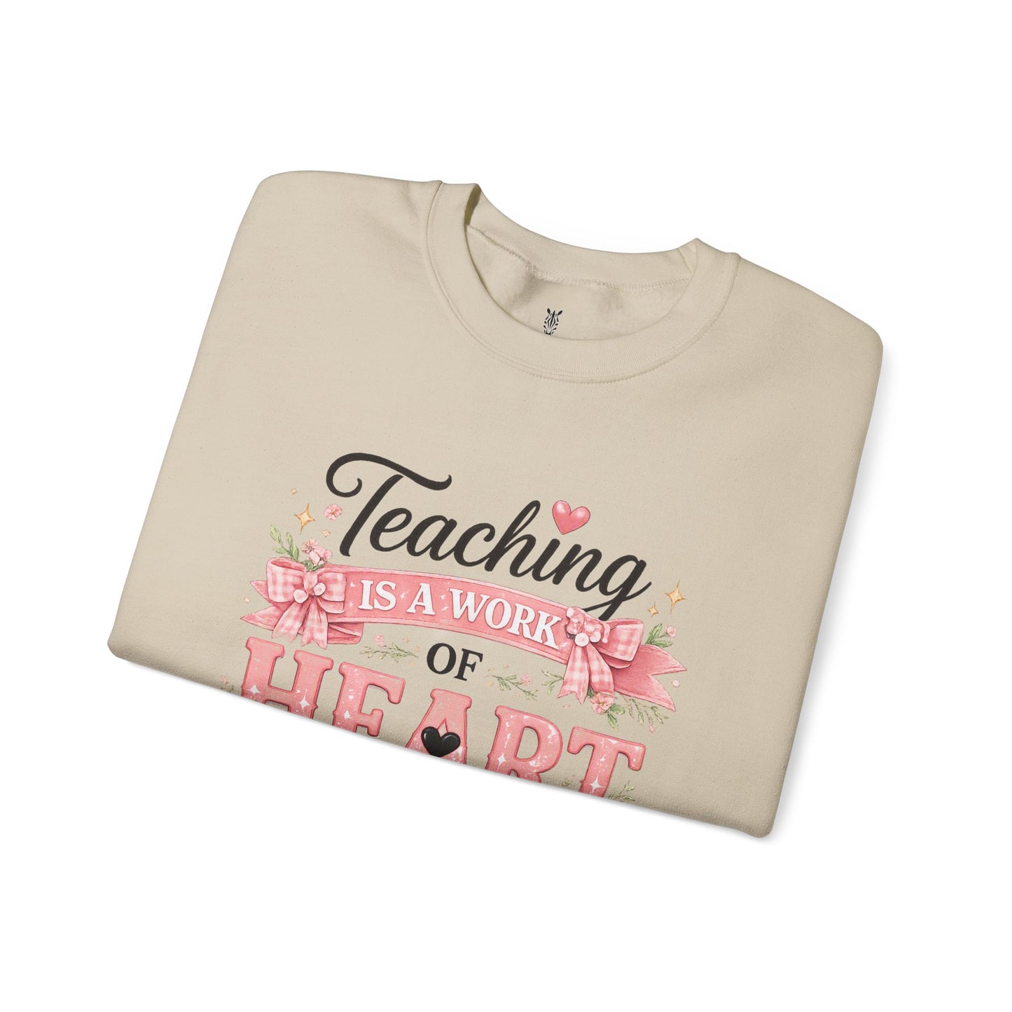 Elementary Teacher Crewneck Sweatshirt – "Teaching Is a Work of Heart" Floral
