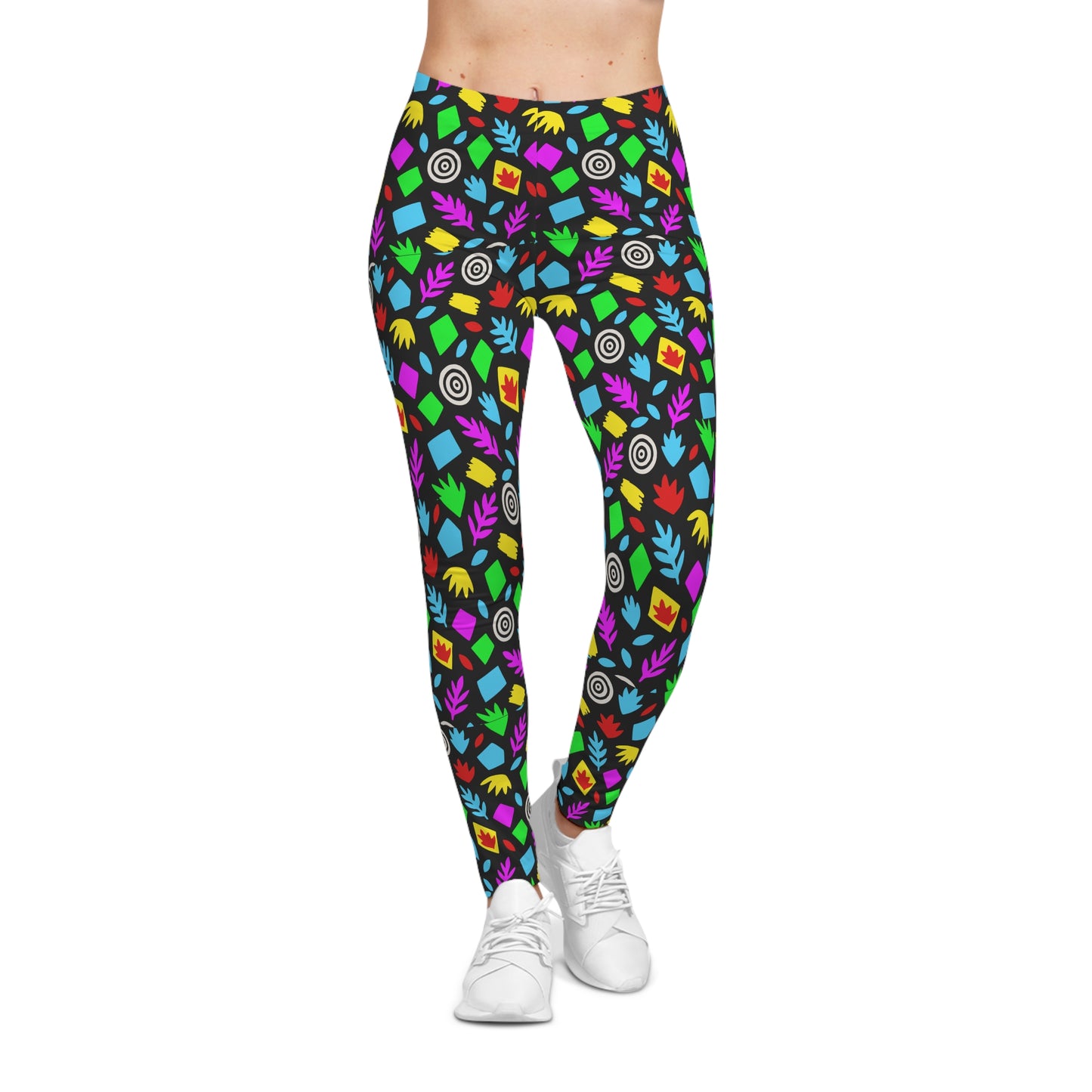 Colorful Abstract Leaves Pattern Leggings | All-Over Print