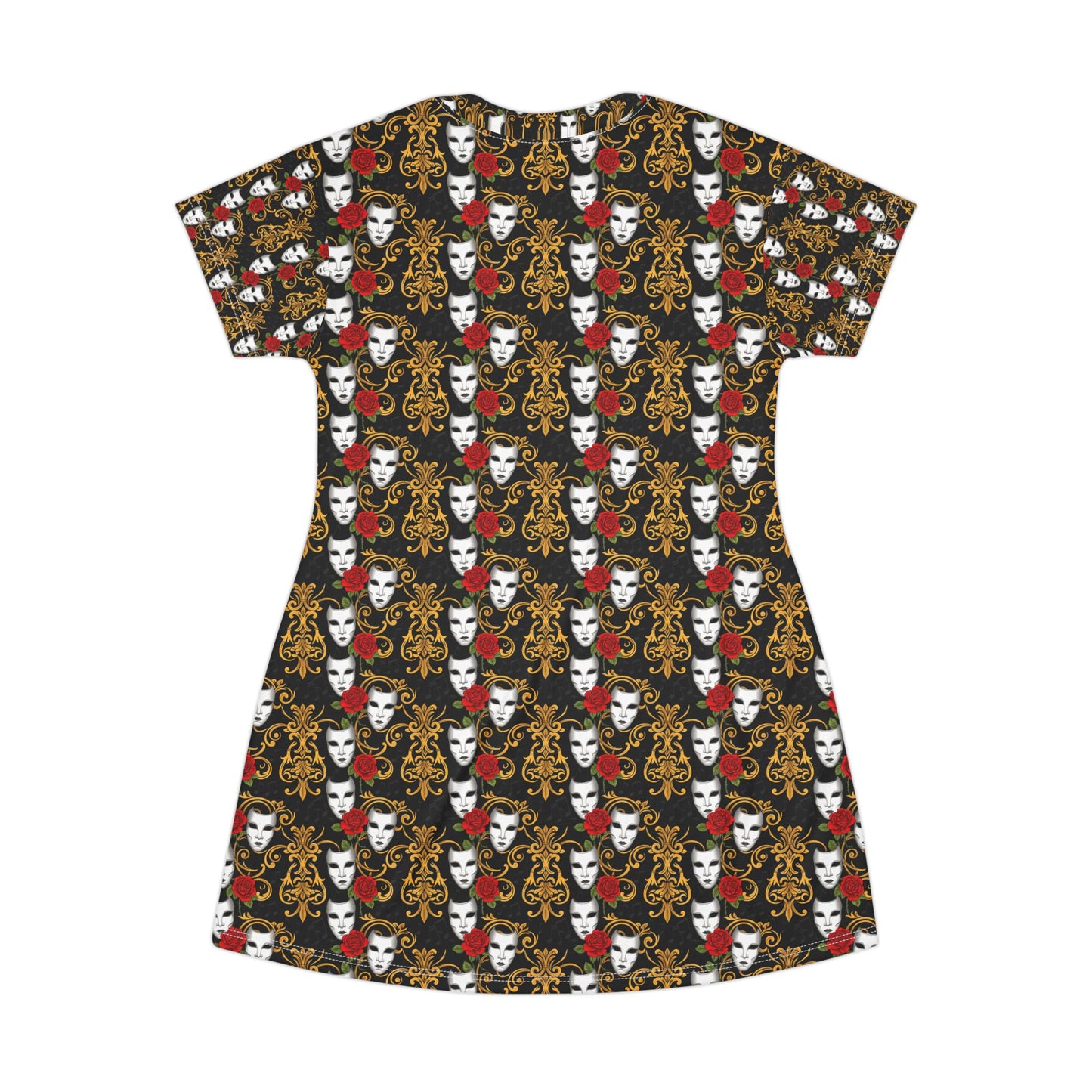 Theater teaher T-Shirt Dress — Baroque Masquerade Pattern