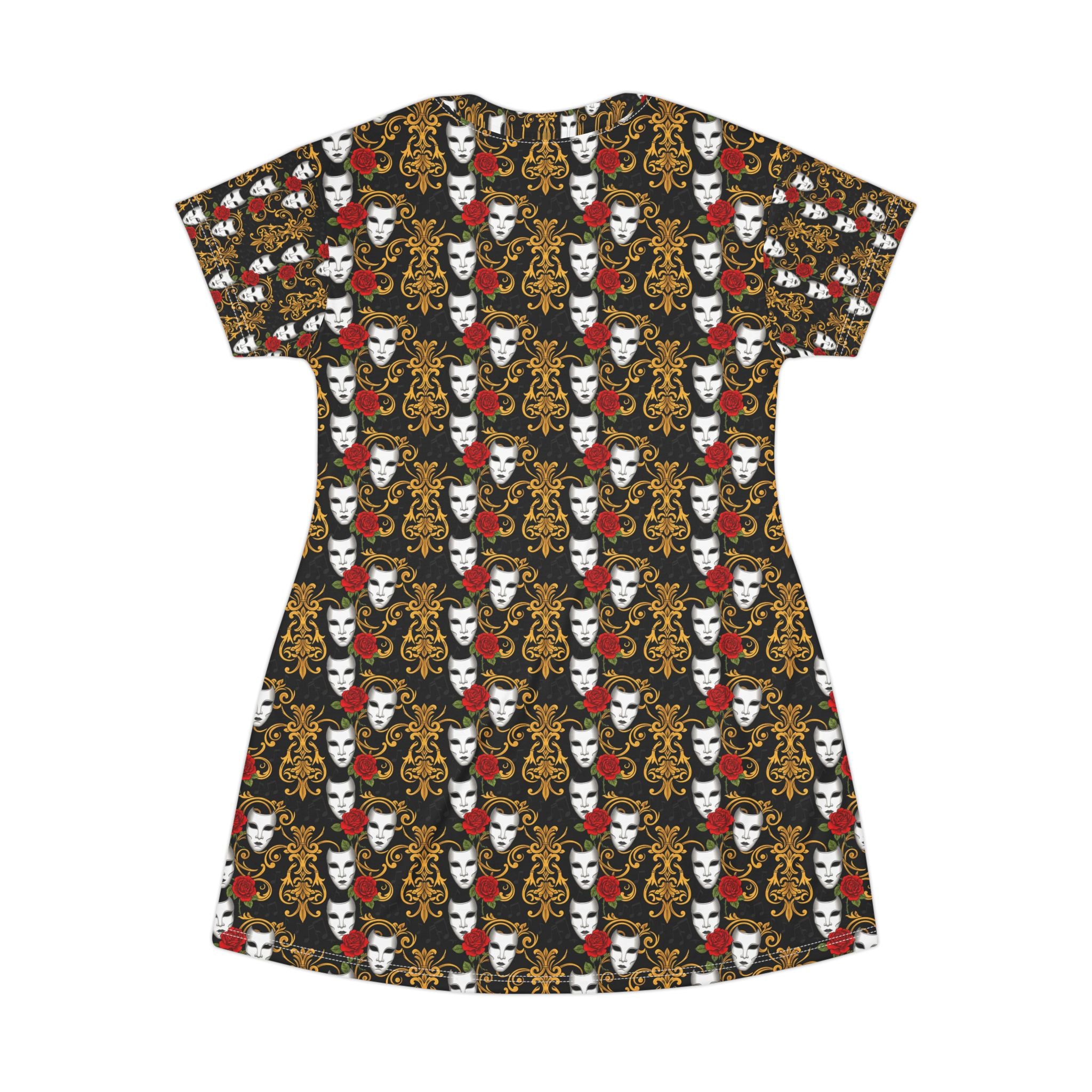 Theater teaher T-Shirt Dress — Baroque Masquerade Pattern
