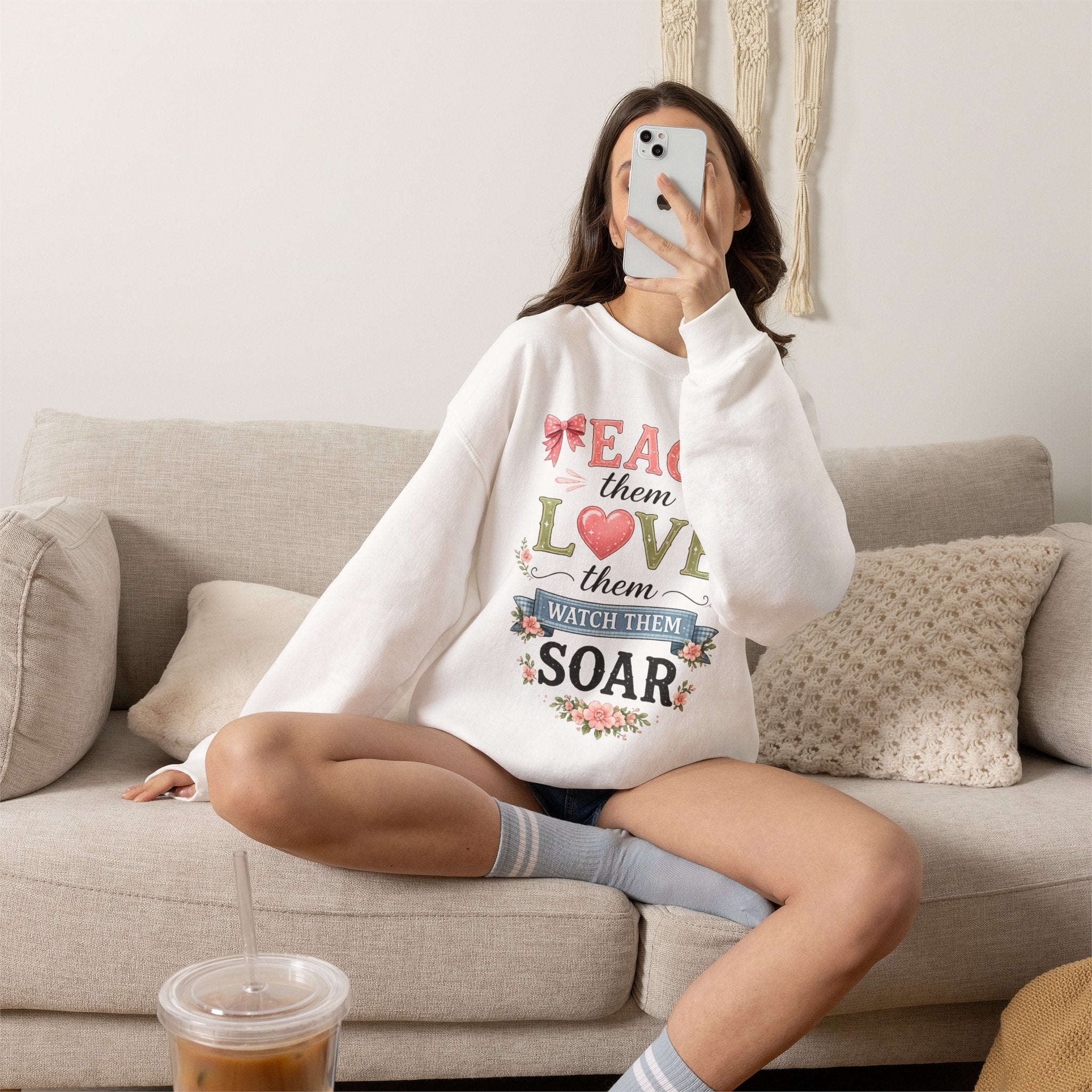 Teacher T Shirt Crewneck – "Teach Them, Love Them, Watch Them Soar" Sweatshirt