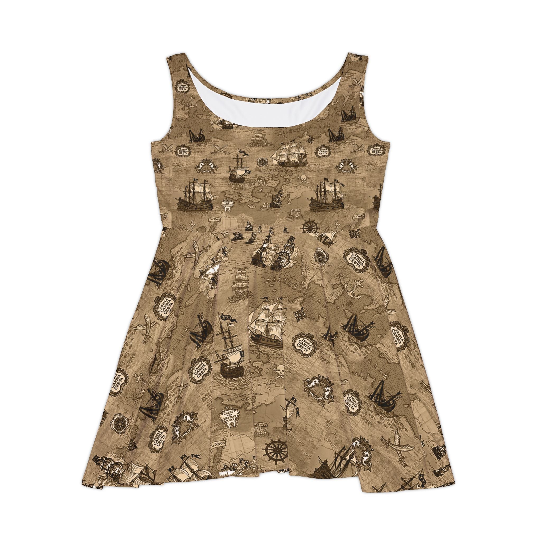 History Teacher Skater Dress | Vintage Treasure Map Outfit & History Teacher Gift