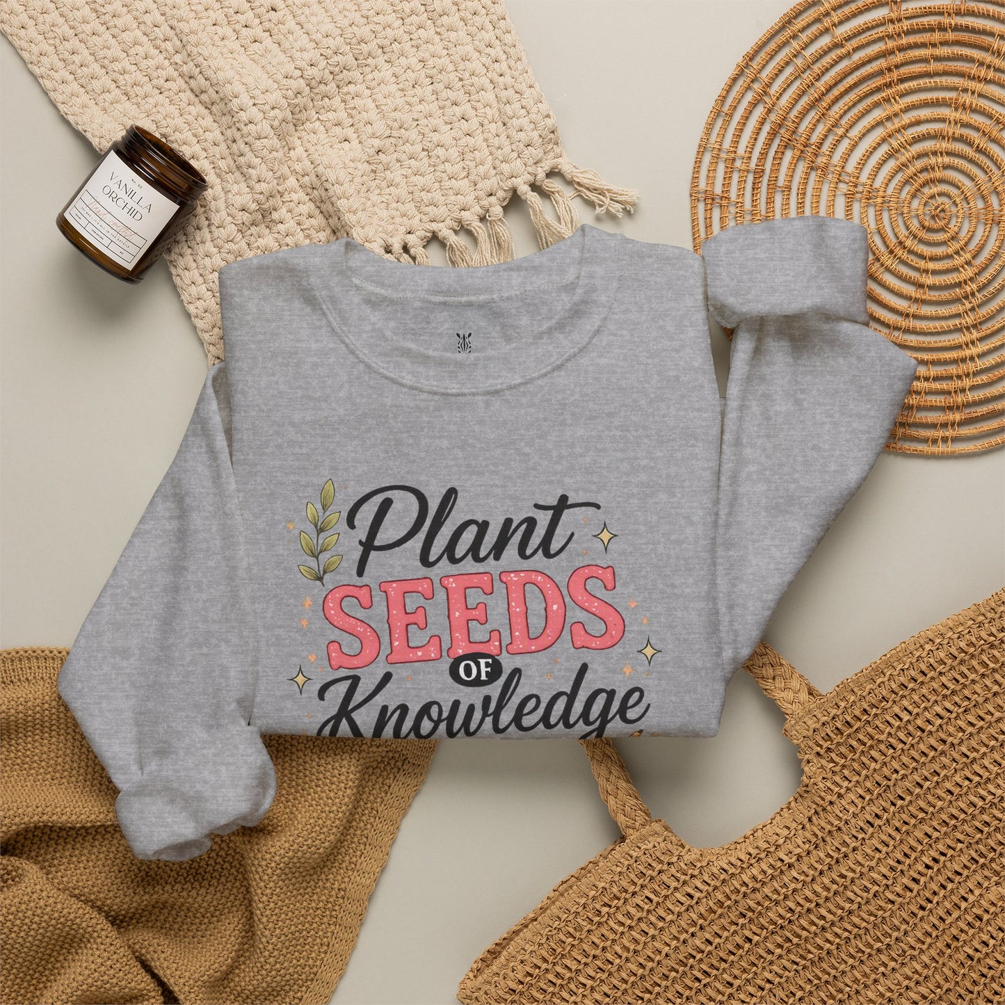 Teacher Graphic Tees Crewneck – "Plant Seeds of Knowledge, Watch Them Grow"