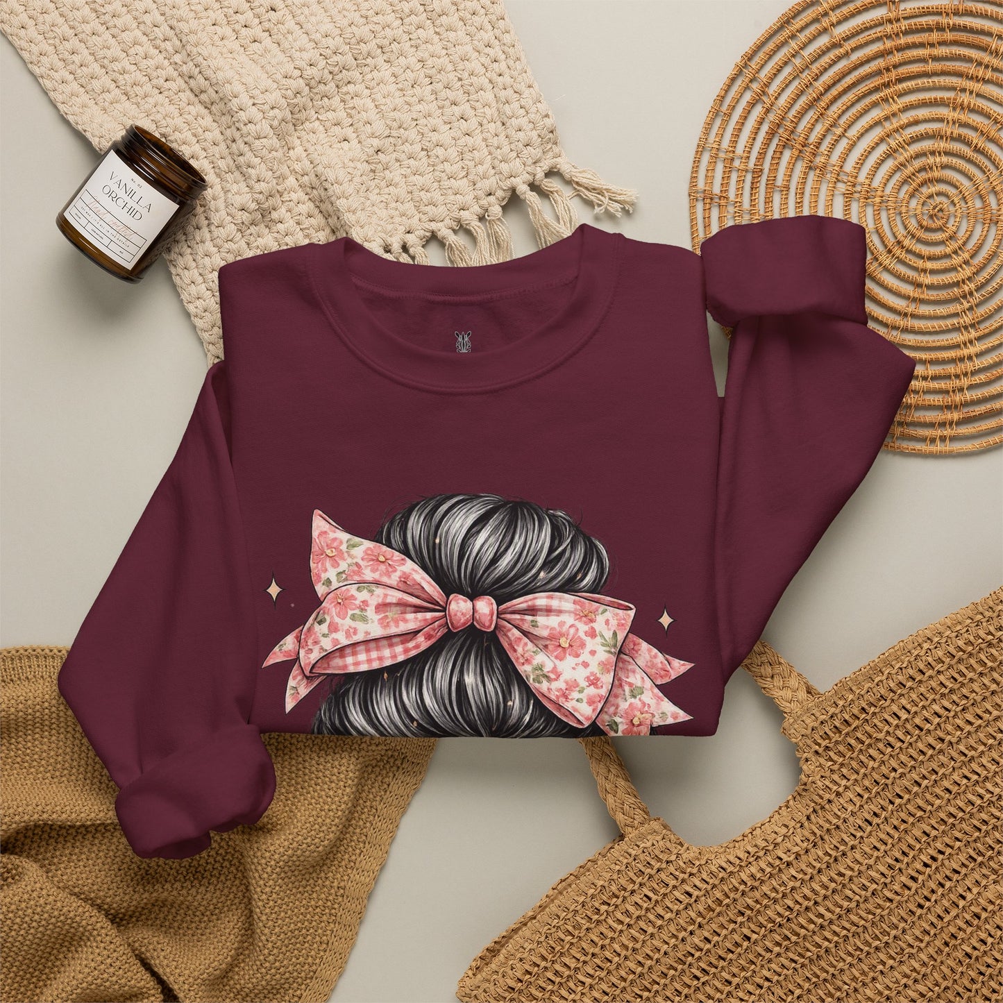 Funny Shirts for Teachers – Hair Bun & Sunglasses "Teach Love Inspire" Sweatshirt