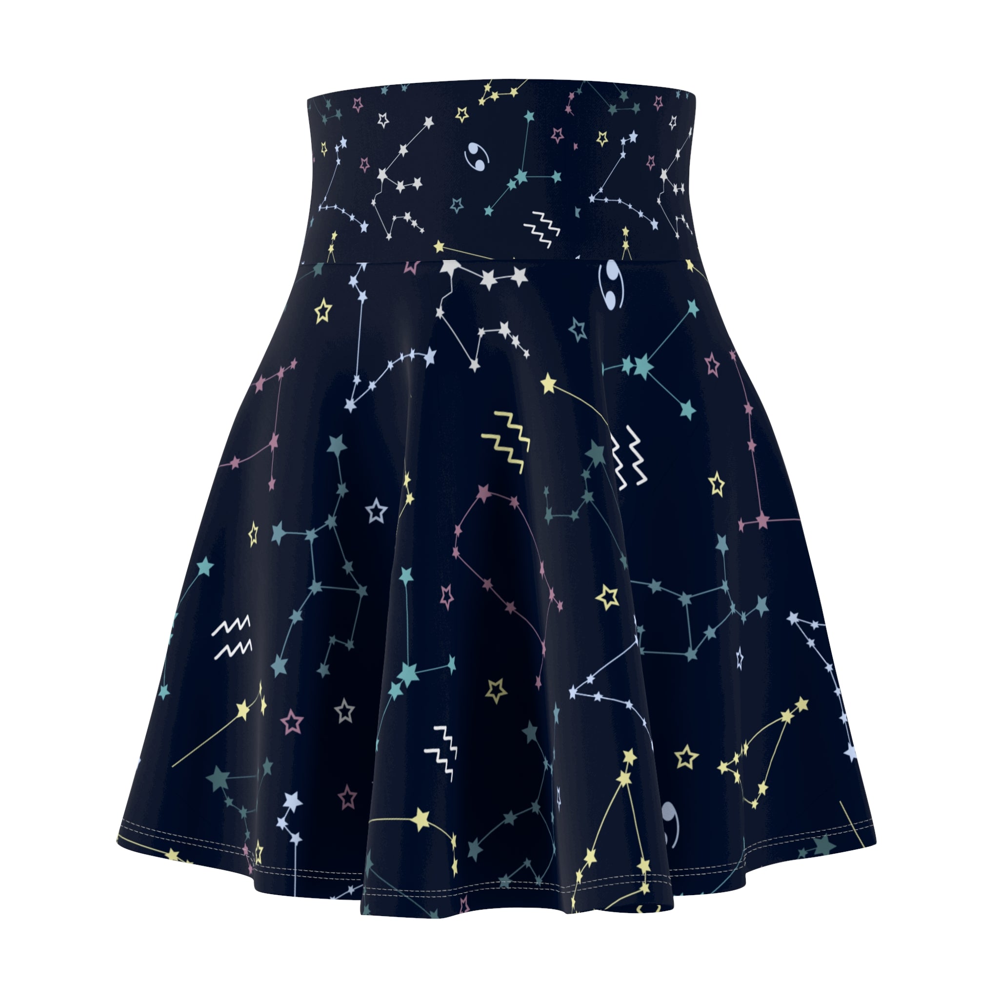 Pleated A-line skirt with pockets and glow-in-the-dark constellation print