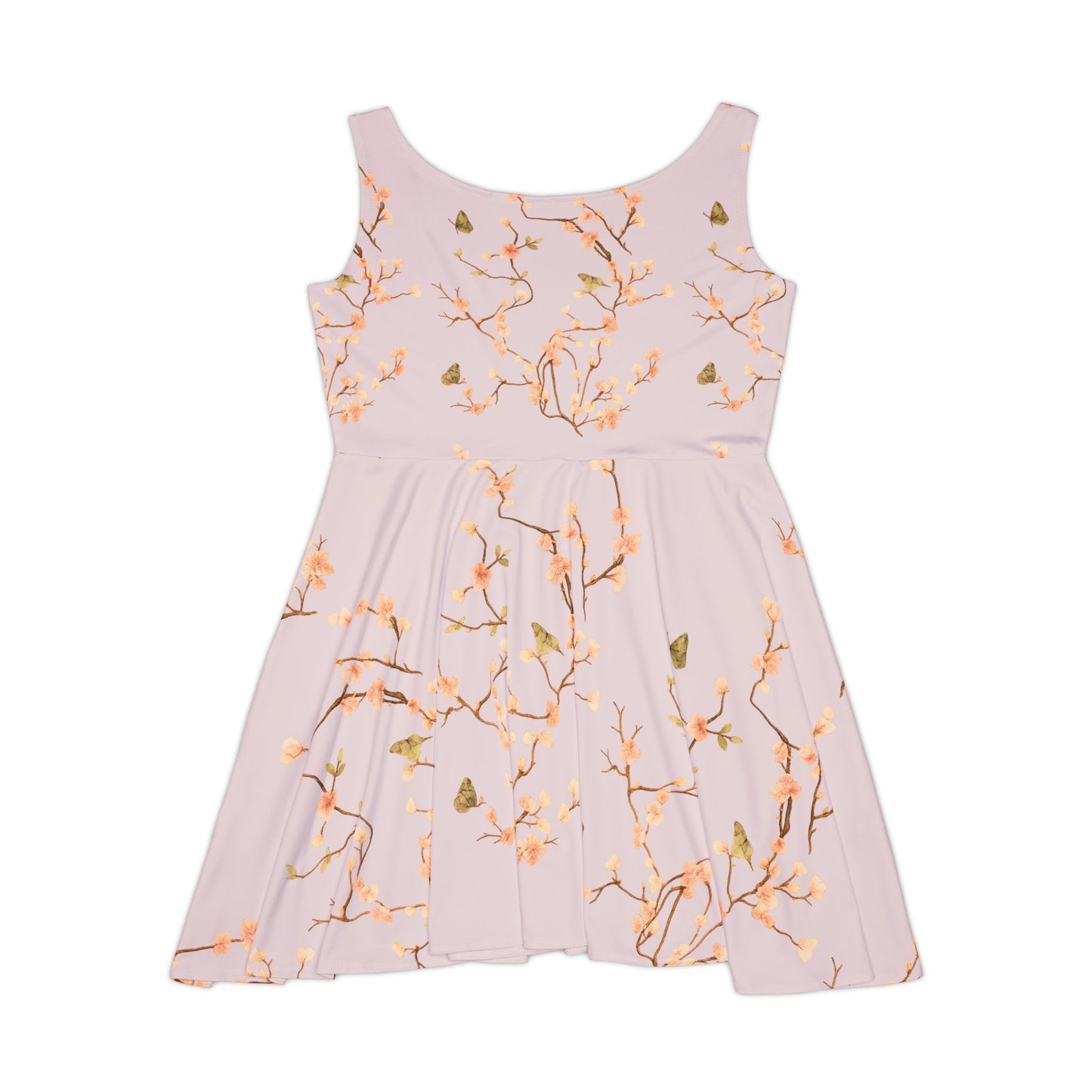 Peach Blossom Floral Skater Dress | All-Over Print