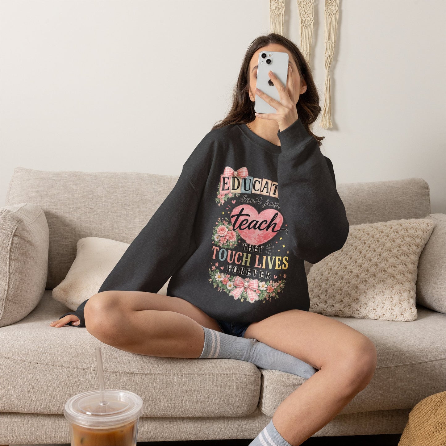 Gift for Teachers – "Educators Don't Just Teach, They Touch Lives Forever" Crewneck