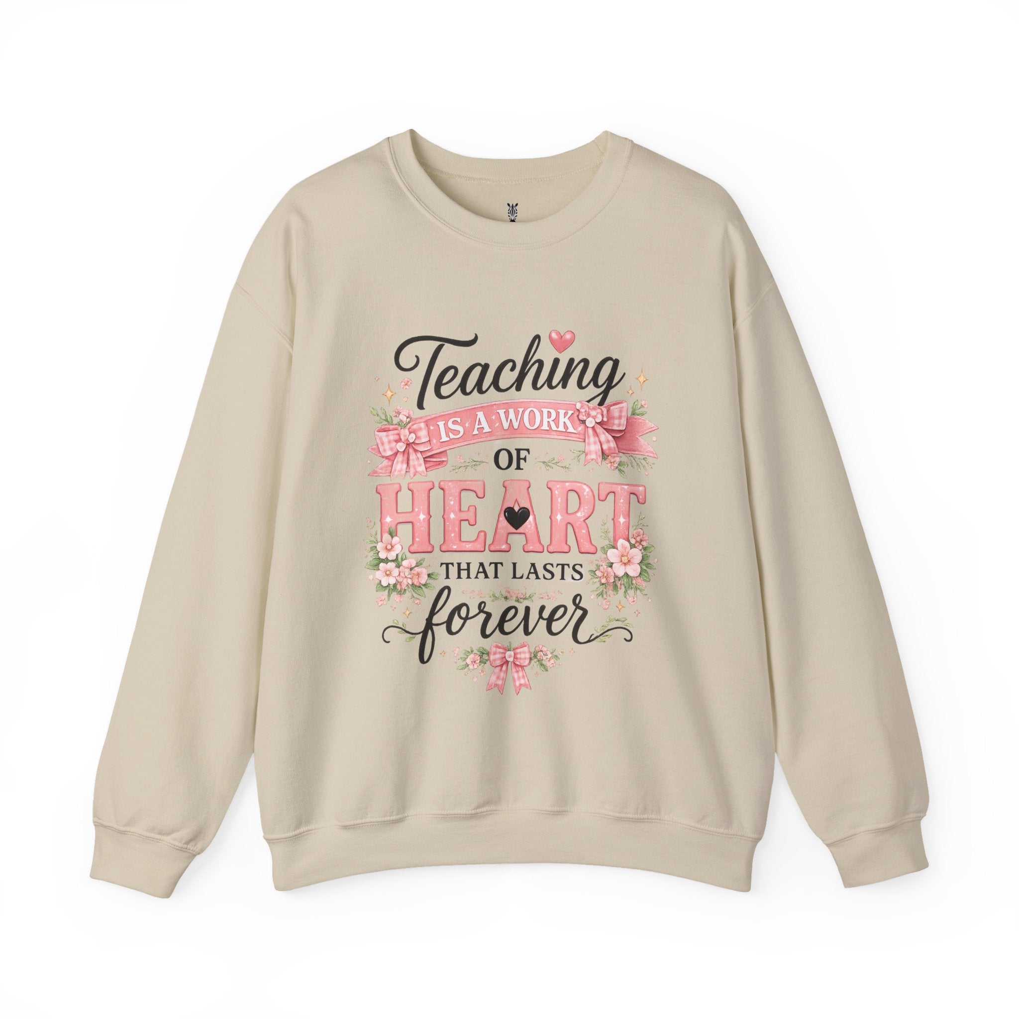 Elementary Teacher Crewneck Sweatshirt – "Teaching Is a Work of Heart" Floral
