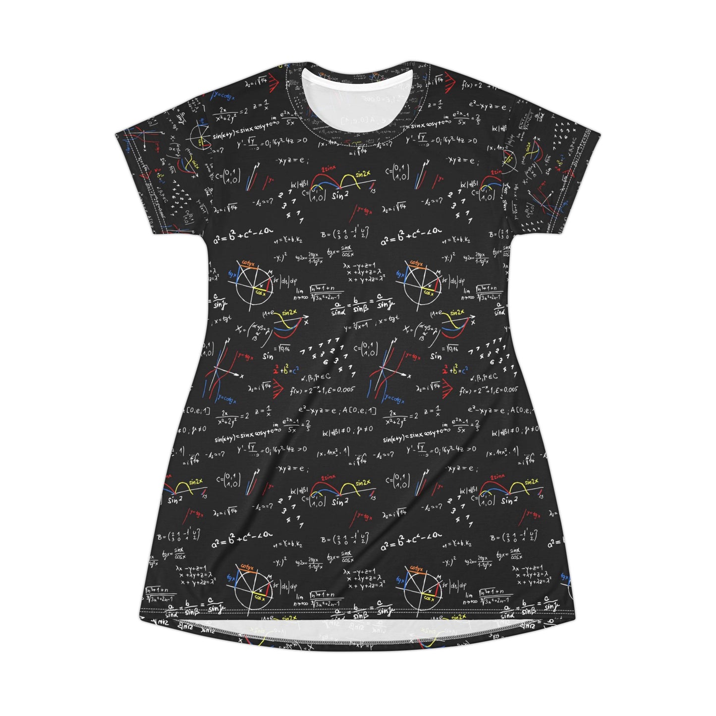 Math Teacher T-Shirt Dress — All-Over Print Science Dress for STEM Lovers