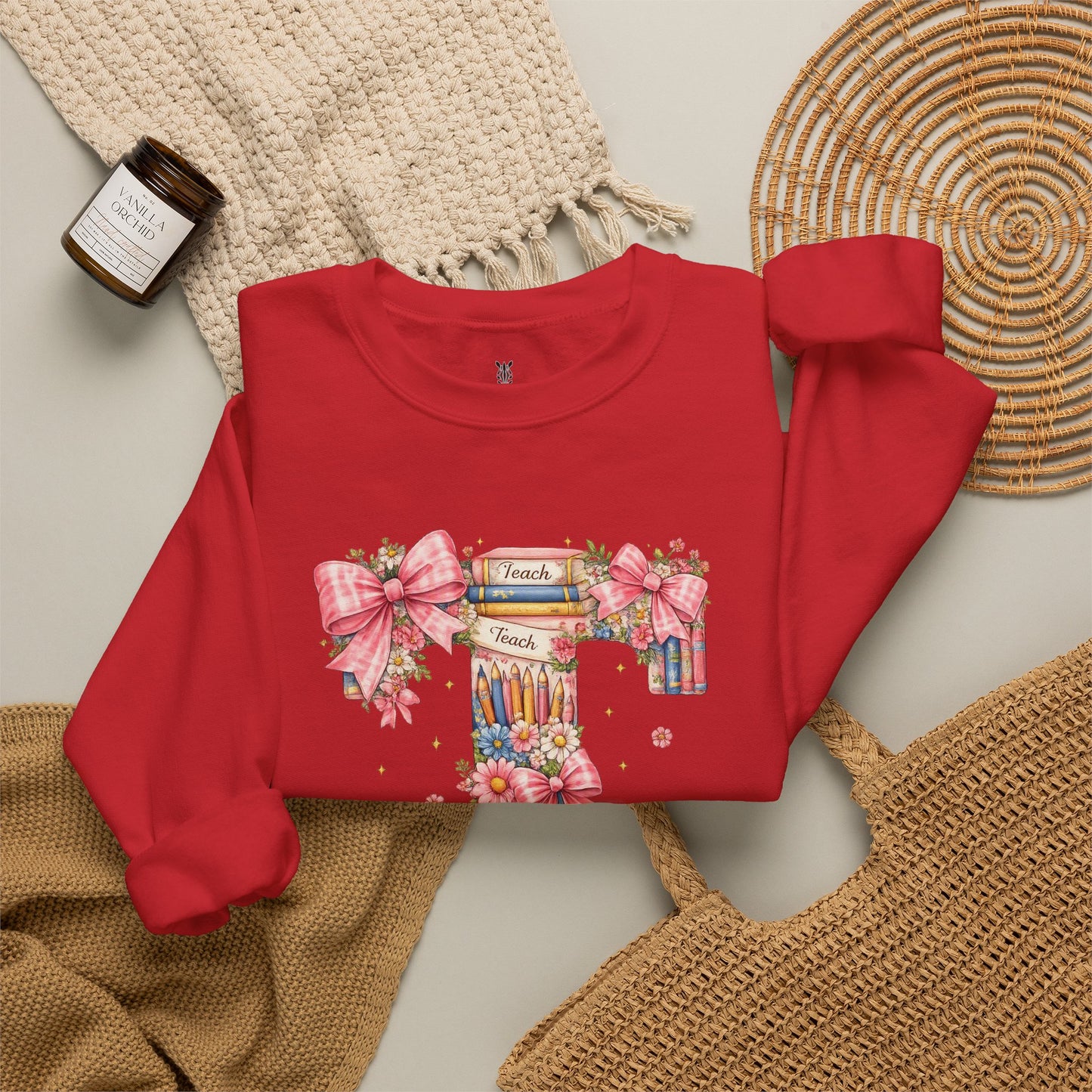 Letter T Floral Bookstack Sweatshirt — Feminine Alphabet Tee for Book Lovers