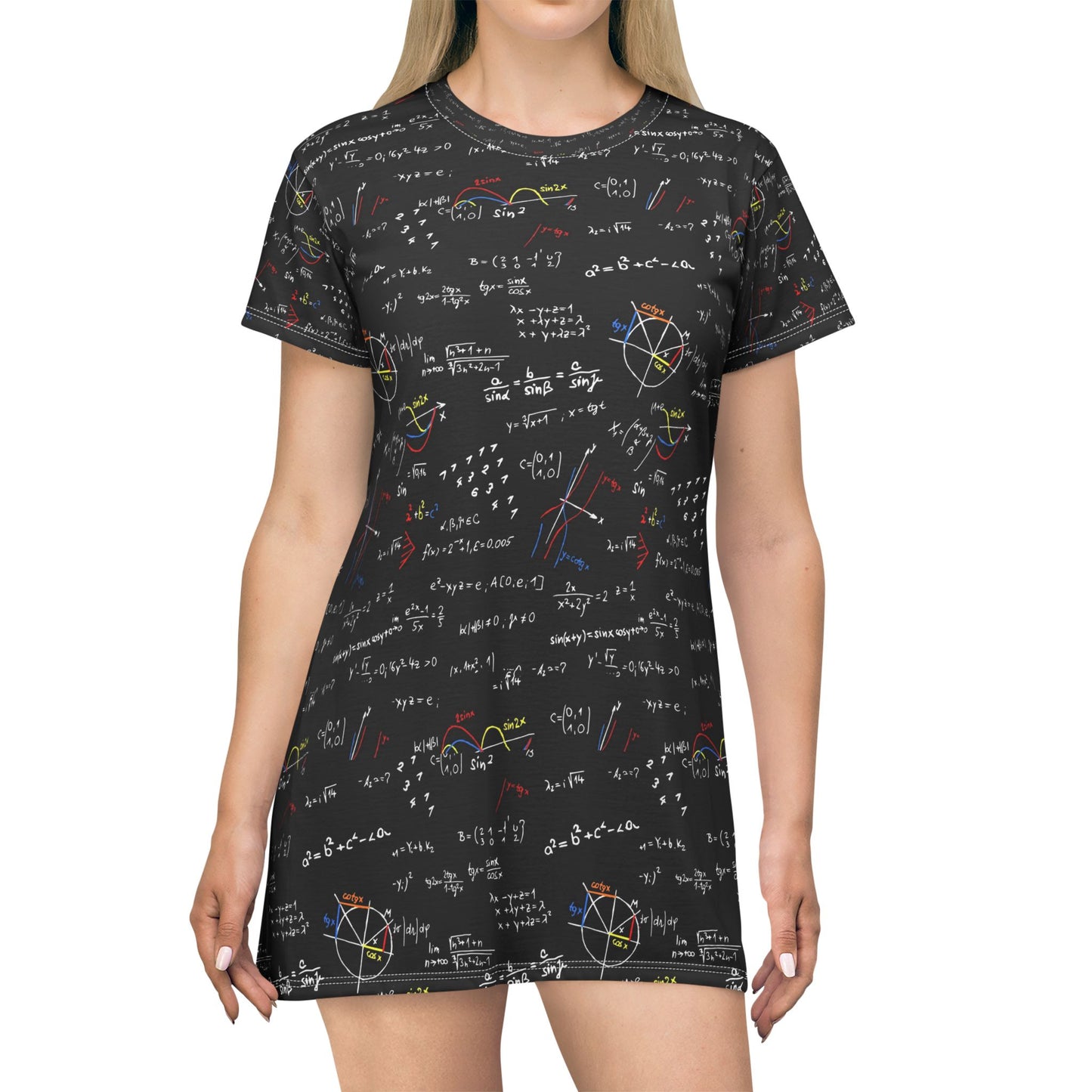Math Teacher T-Shirt Dress — All-Over Print Science Dress for STEM Lovers