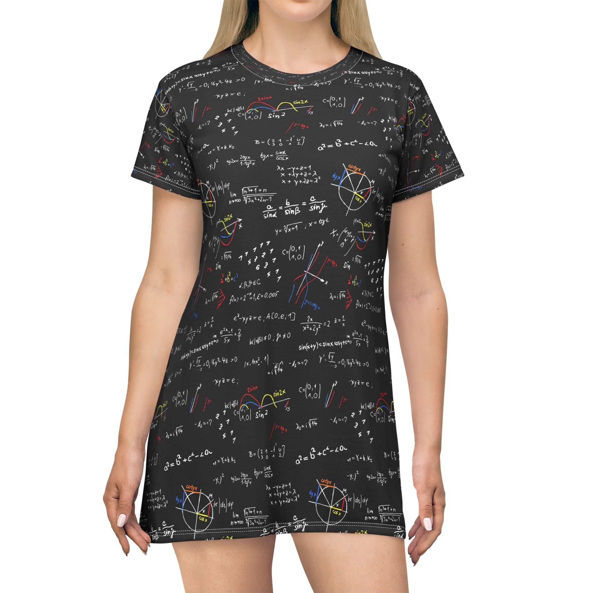 Math Teacher T Shirt Dress Equation Print Classroom Outfit
