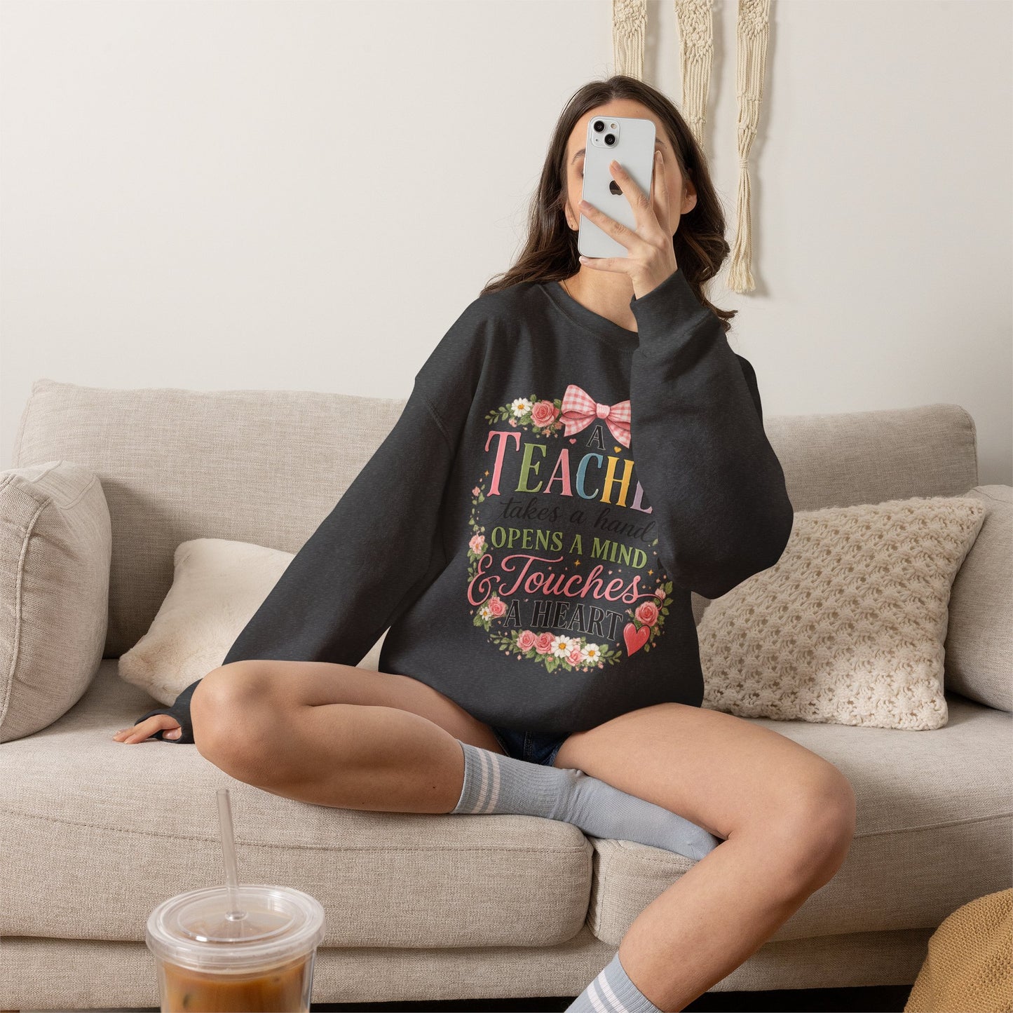Teacher Appreciation Week Gift – "A Teacher Takes a Hand" Floral Crewneck