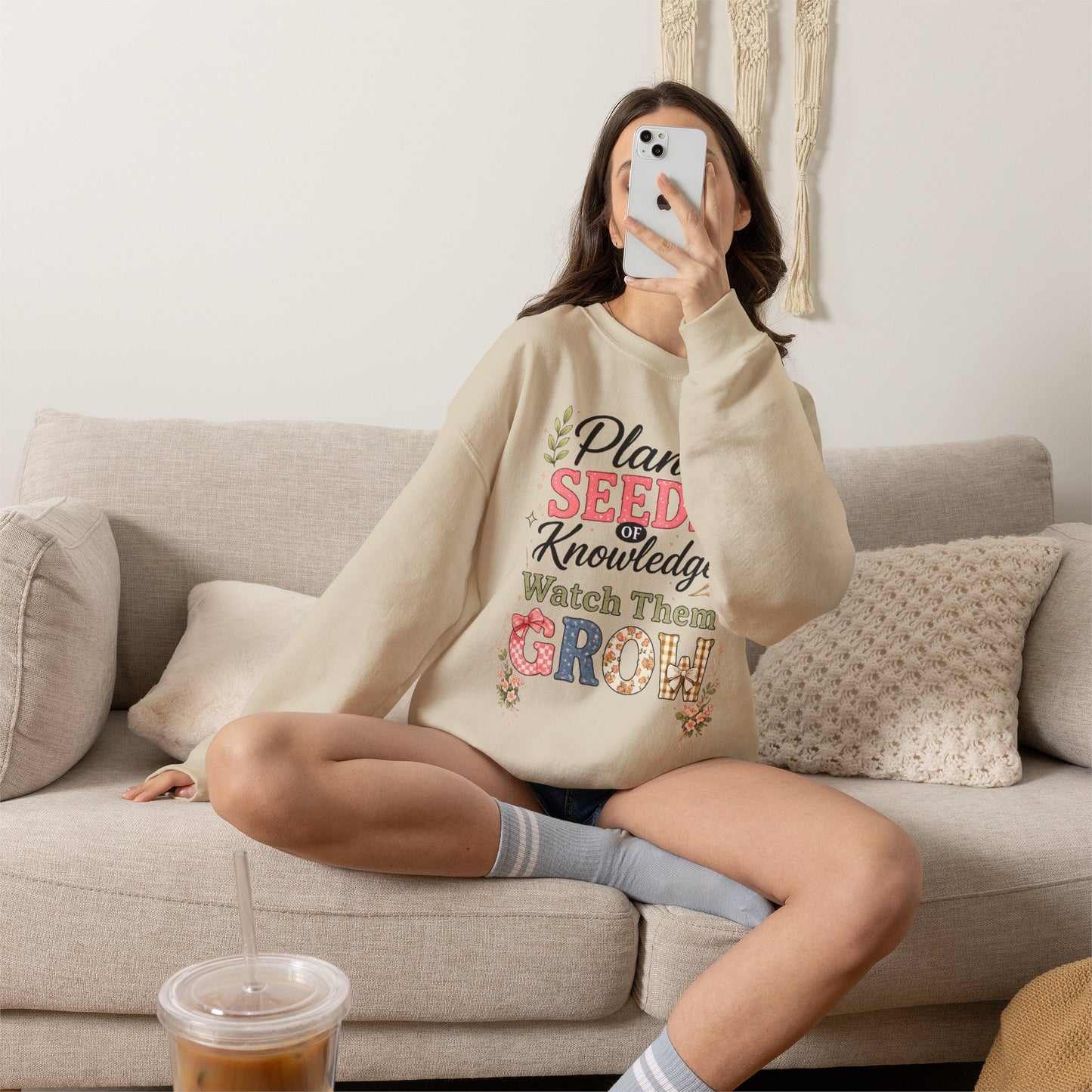 Teacher Graphic Tees Crewneck – "Plant Seeds of Knowledge, Watch Them Grow"