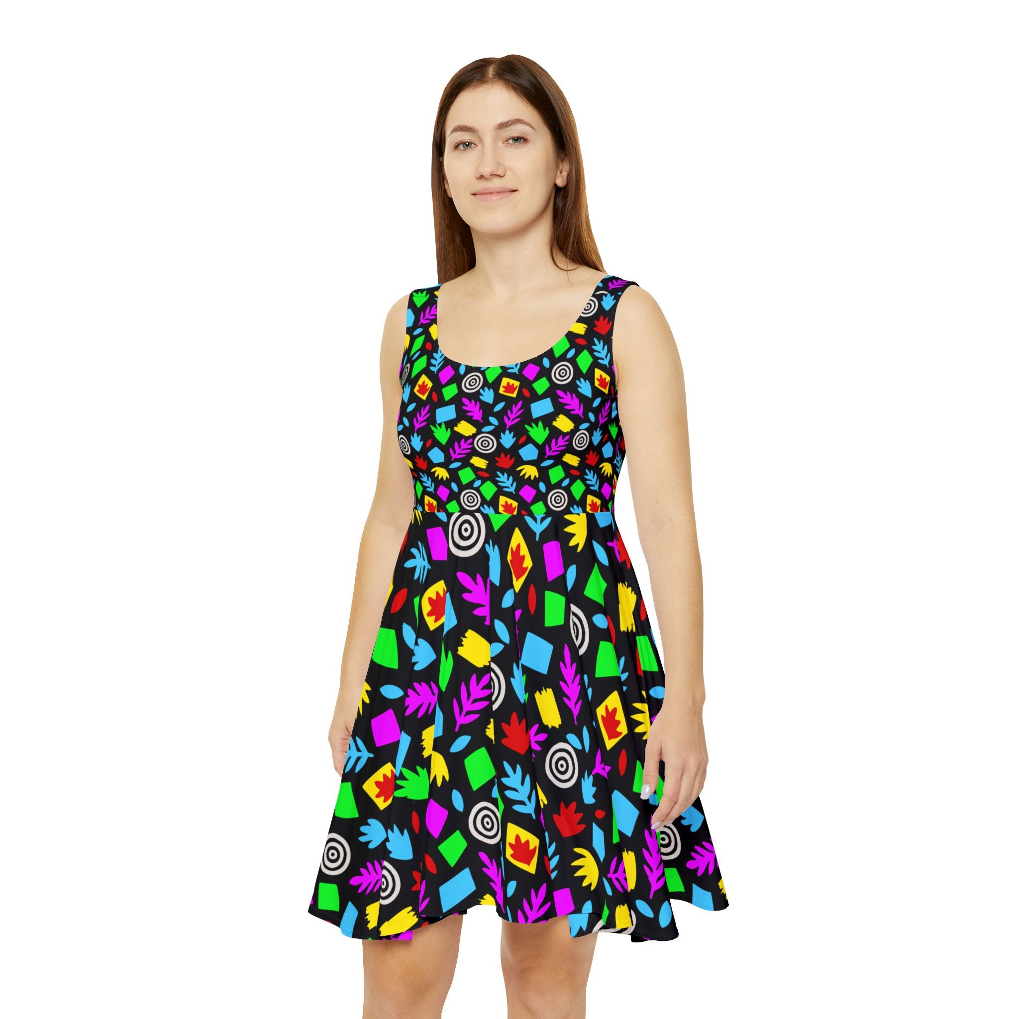 Retro 80s Teacher Skater Dress | Bright Art Teacher Outfit & Teacher Gift