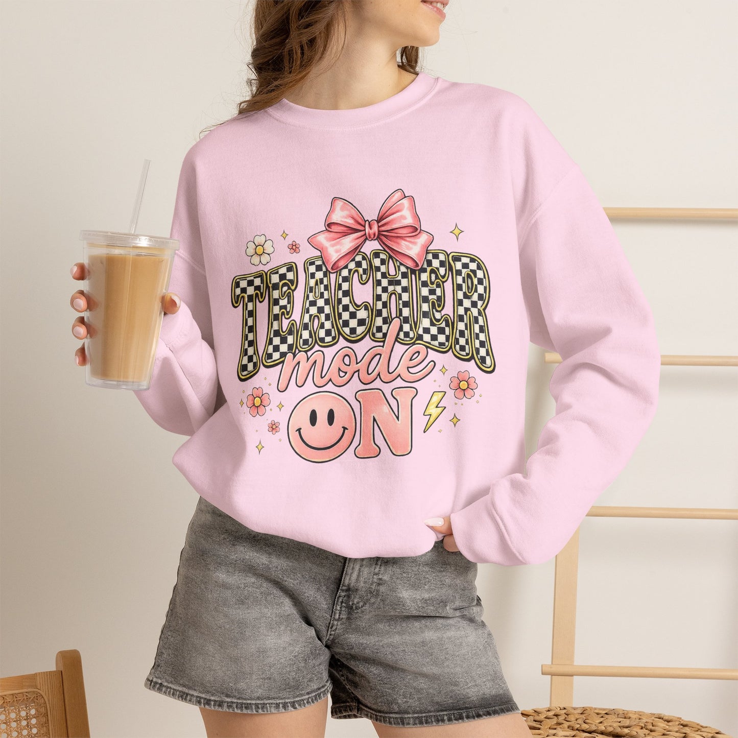 Sweatshirt — 'Tumblr Mode On' Pink Bow Graphic Crewneck
