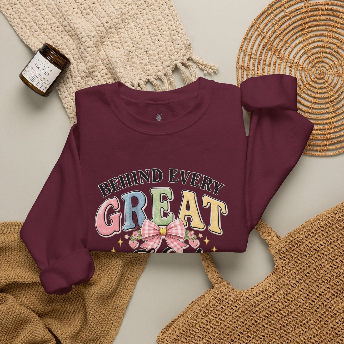New Teacher Gift Crewneck Sweatshirt – "Behind Every Great Kid" Floral