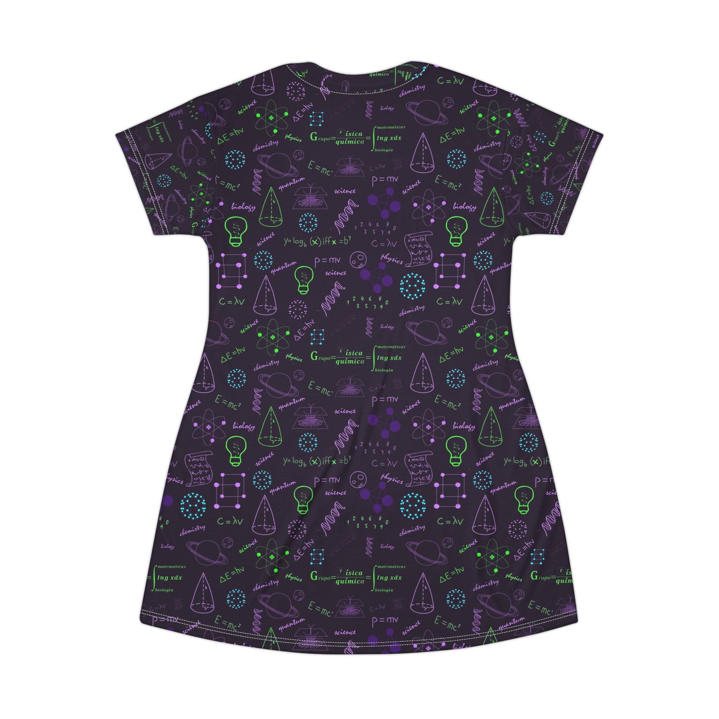 Physics Teacher T-Shirt Dress – Neon Chemistry Graphic Dress for STEM Lovers