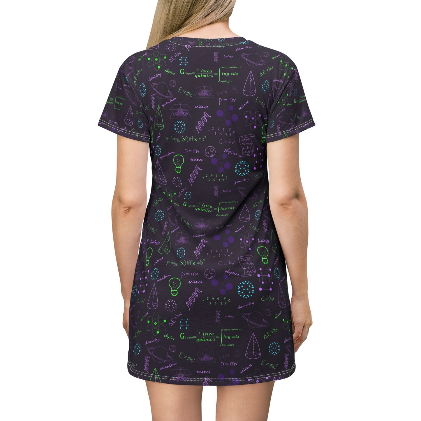 Physics Teacher T-Shirt Dress – Neon Chemistry Graphic Dress for STEM Lovers