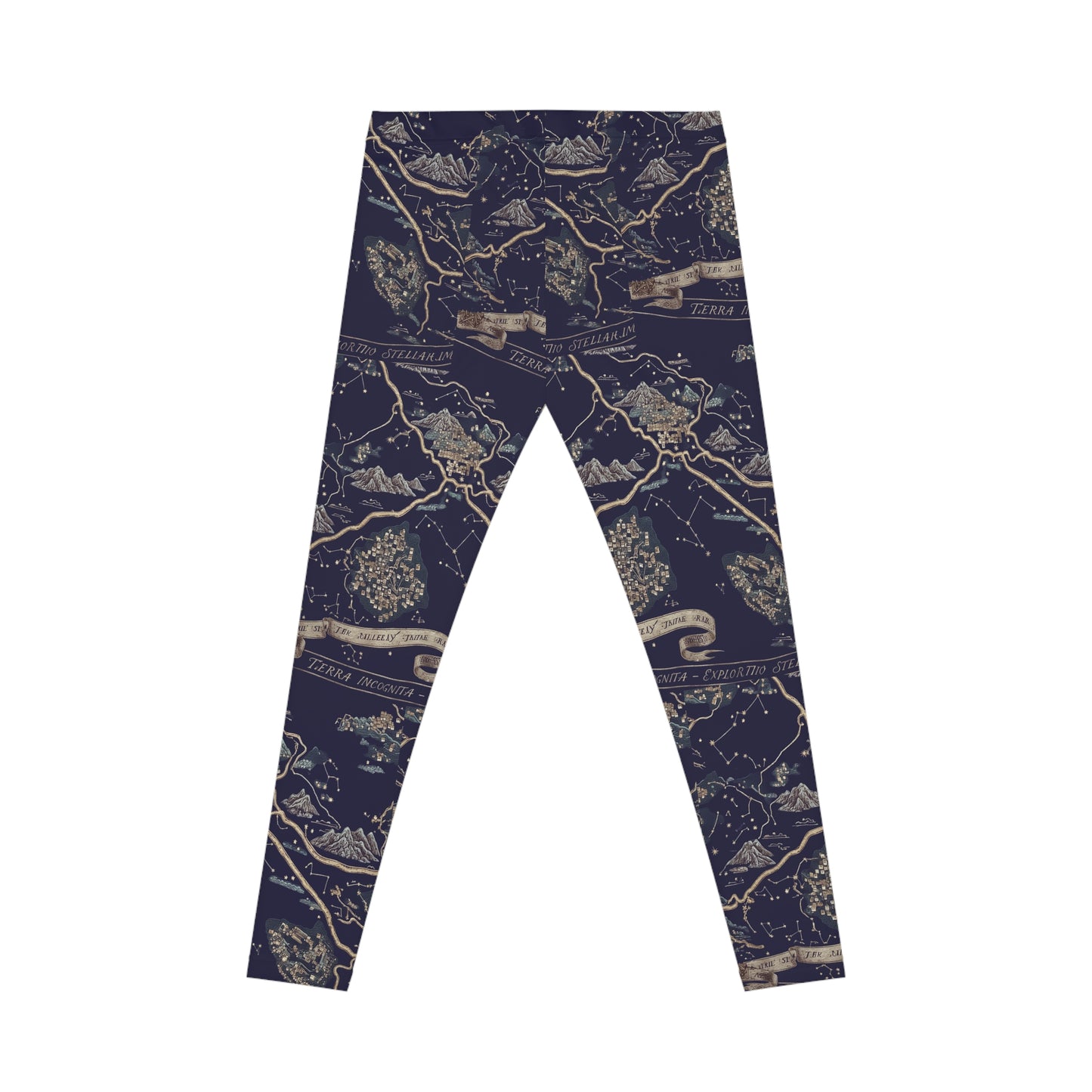 Vintage Map Pattern Leggings | All-Over Print