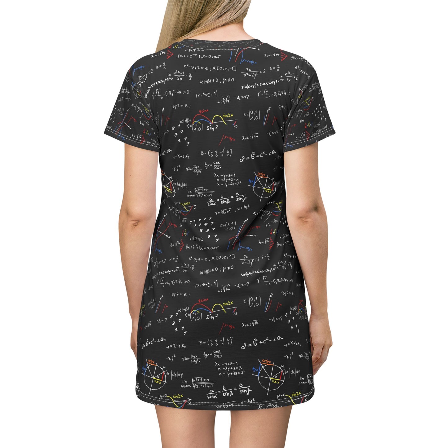 Math Teacher T-Shirt Dress — All-Over Print Science Dress for STEM Lovers