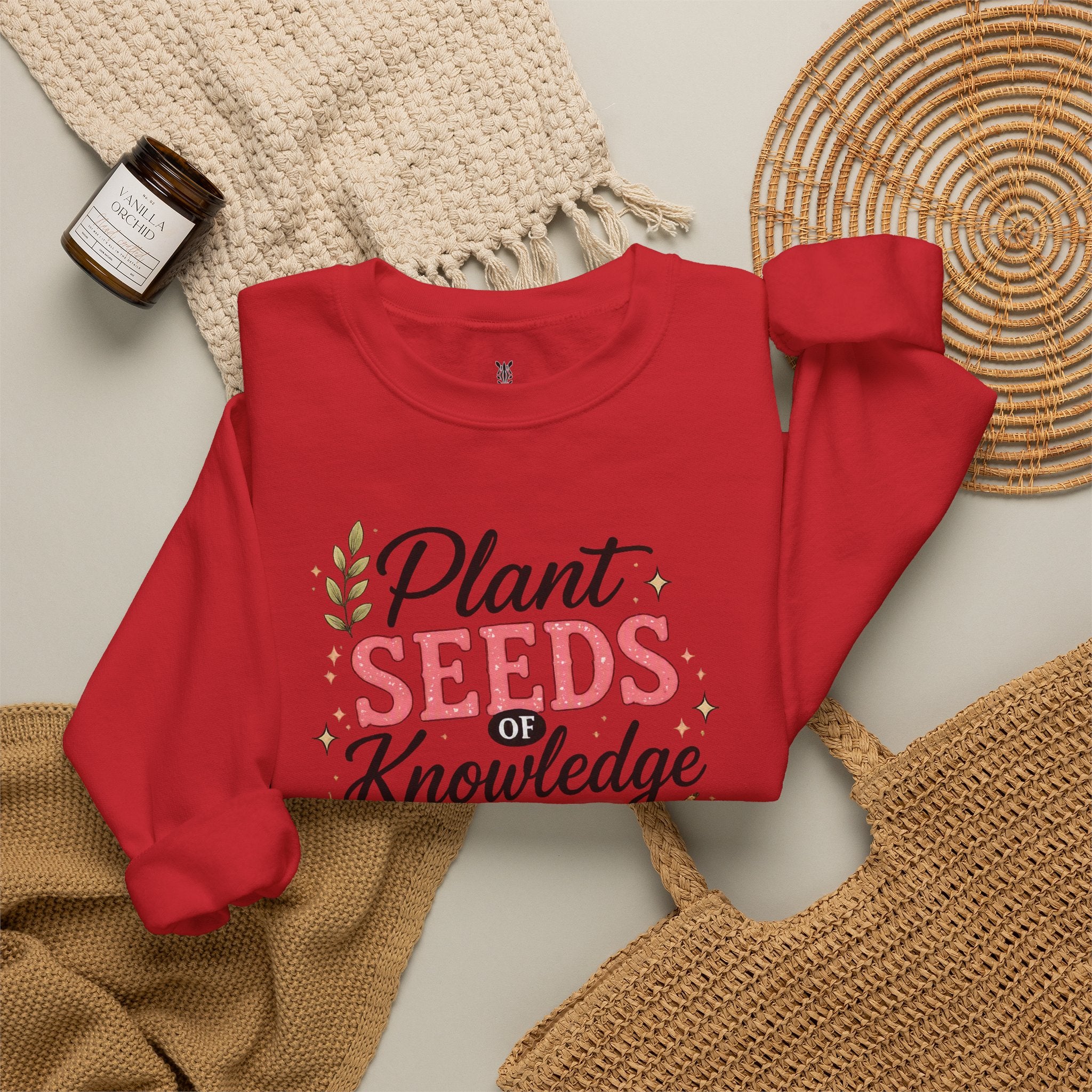 Teacher Graphic Tees Crewneck – "Plant Seeds of Knowledge, Watch Them Grow"