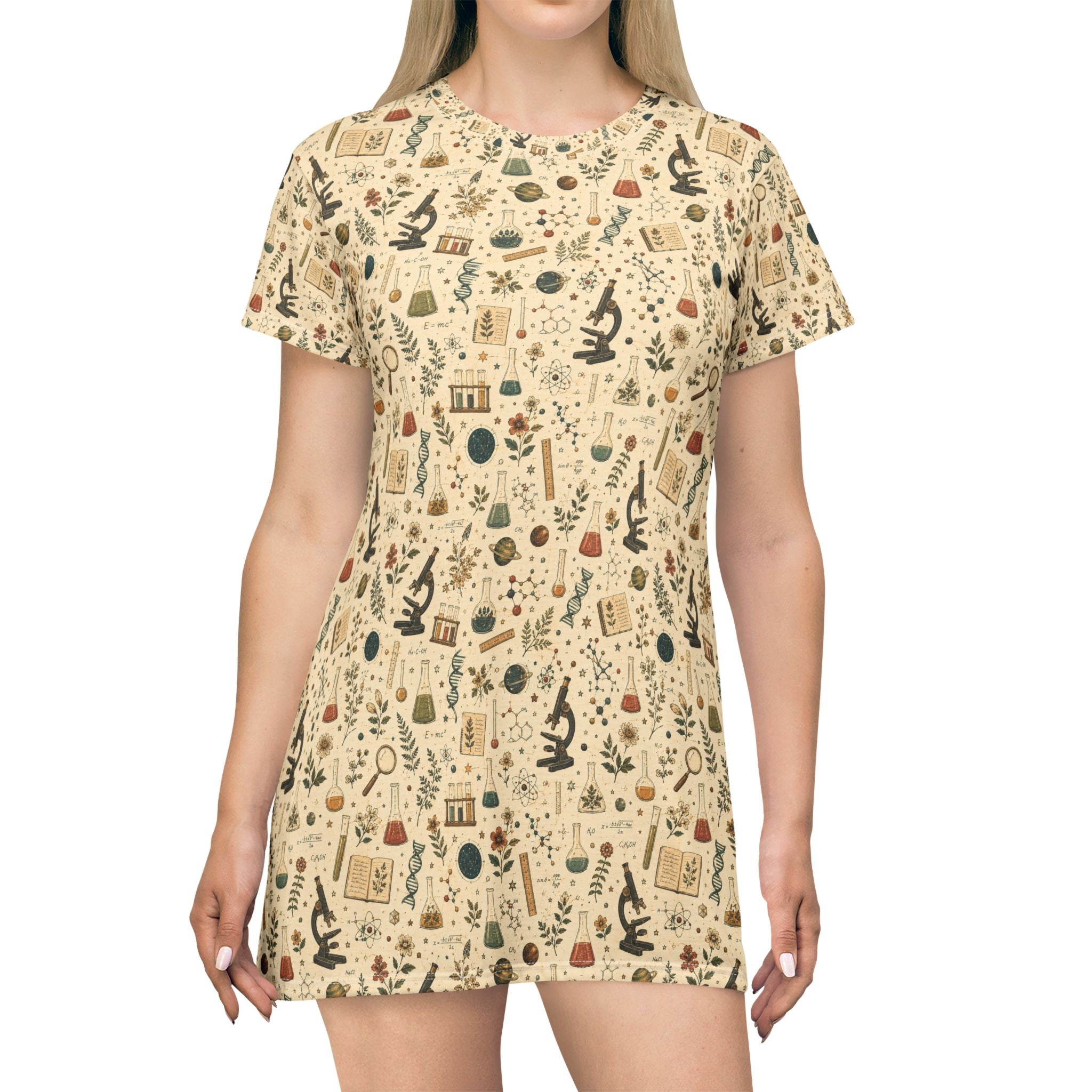 Biology Teacher Dress — Floral Botanical T-Shirt Dress | Science Teacher Casual Classroom Outfit
