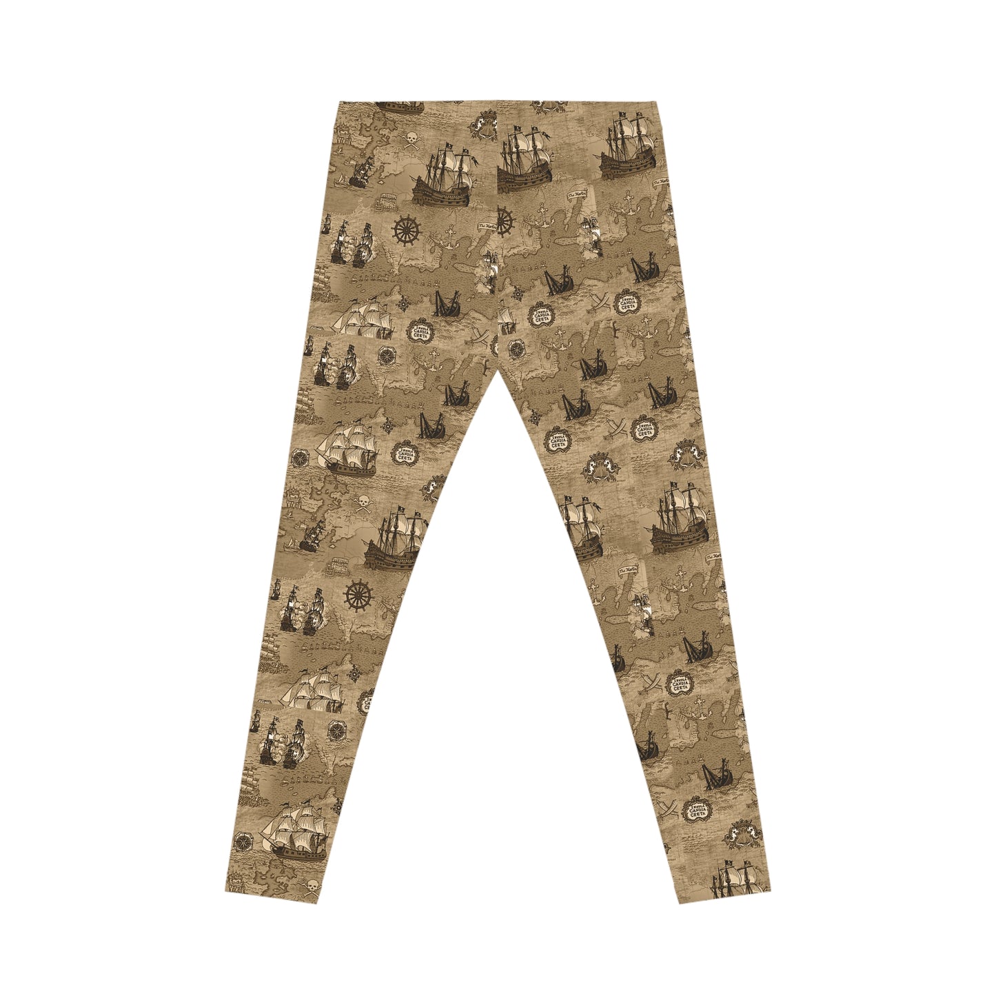 Vintage Nautical Map Leggings | Sailing Ships Pattern Leggings