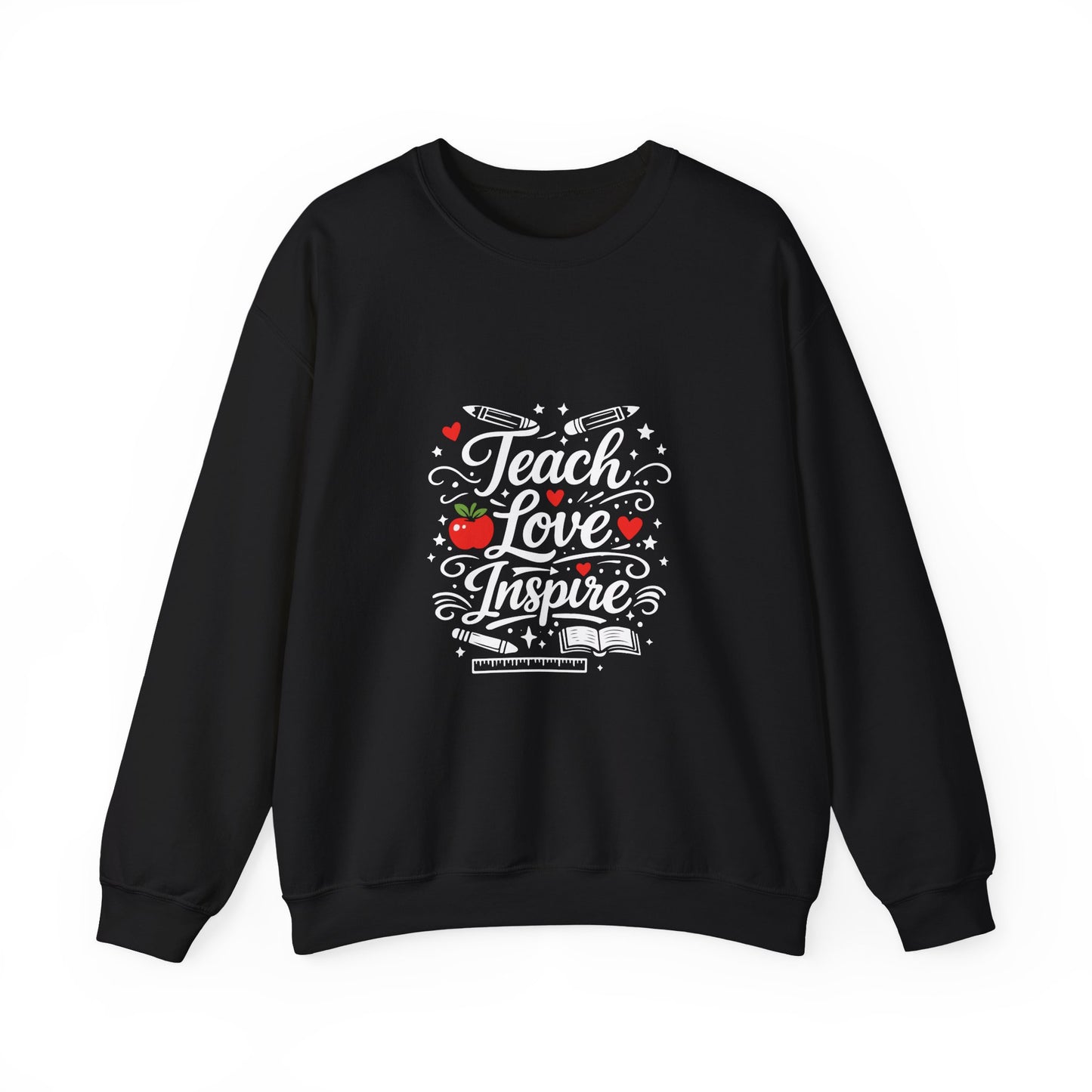 Teacher Appreciation Gift Sweatshirt – "Teach Love Inspire" Apple & Book Crewneck