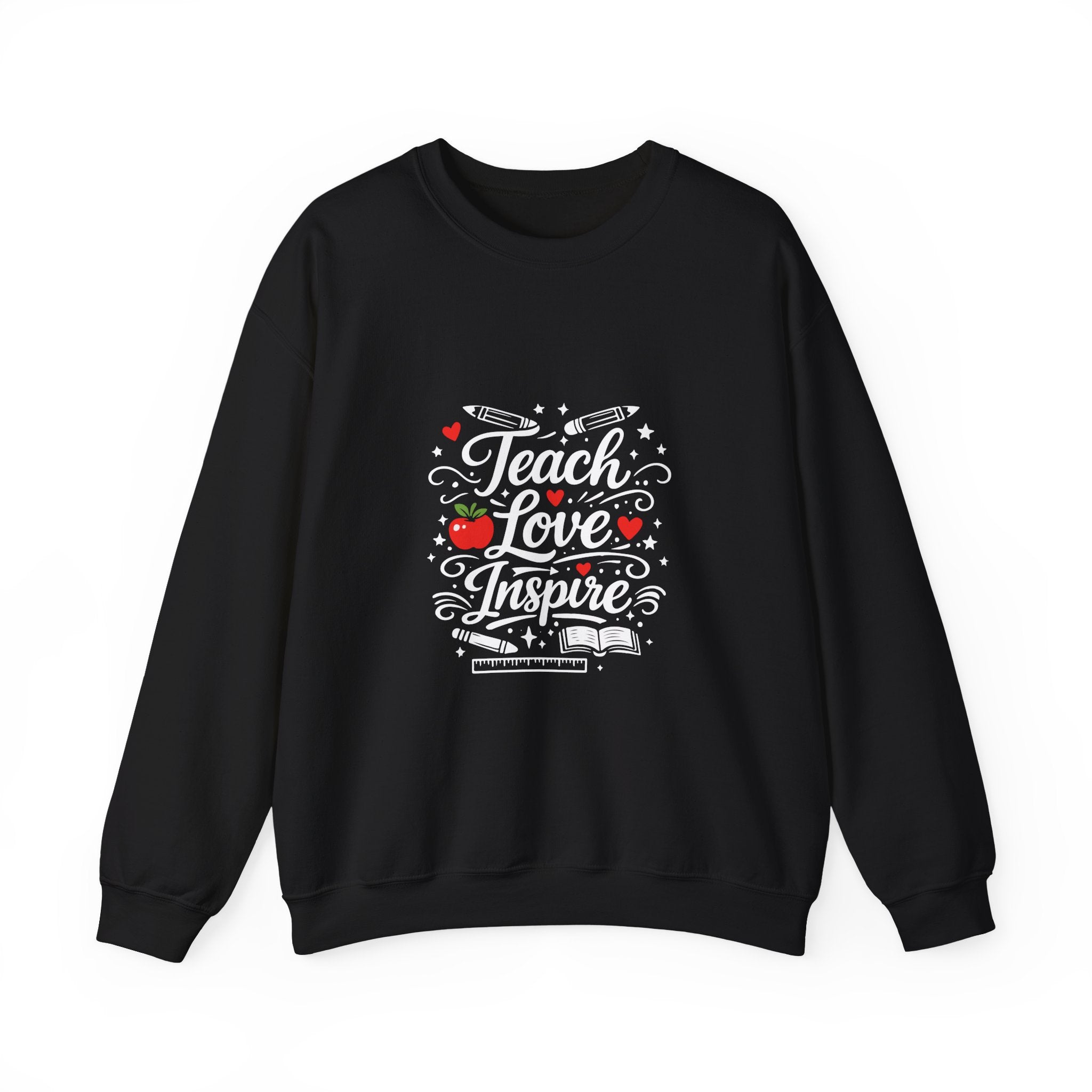 Teacher Appreciation Gift Sweatshirt – "Teach Love Inspire" Apple & Book Crewneck
