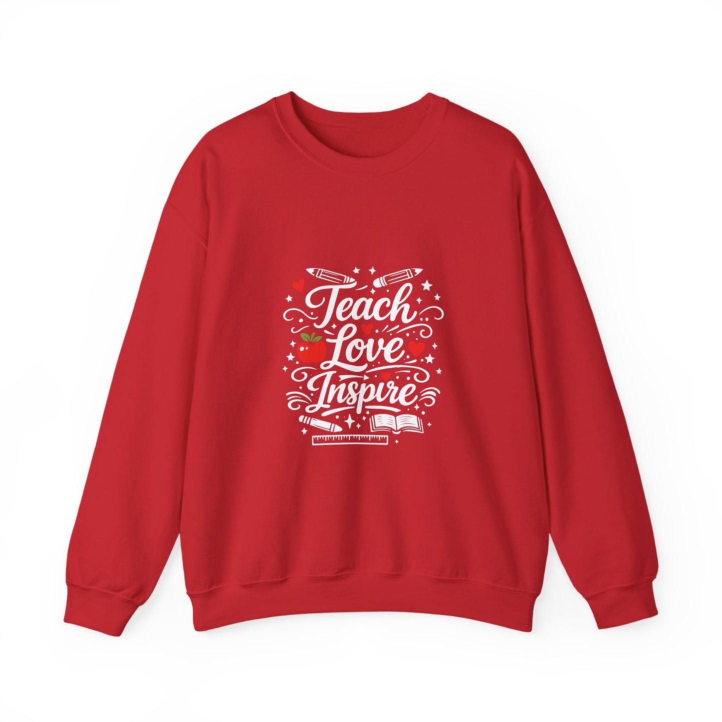 Teacher Appreciation Gift Sweatshirt – "Teach Love Inspire" Apple & Book Crewneck