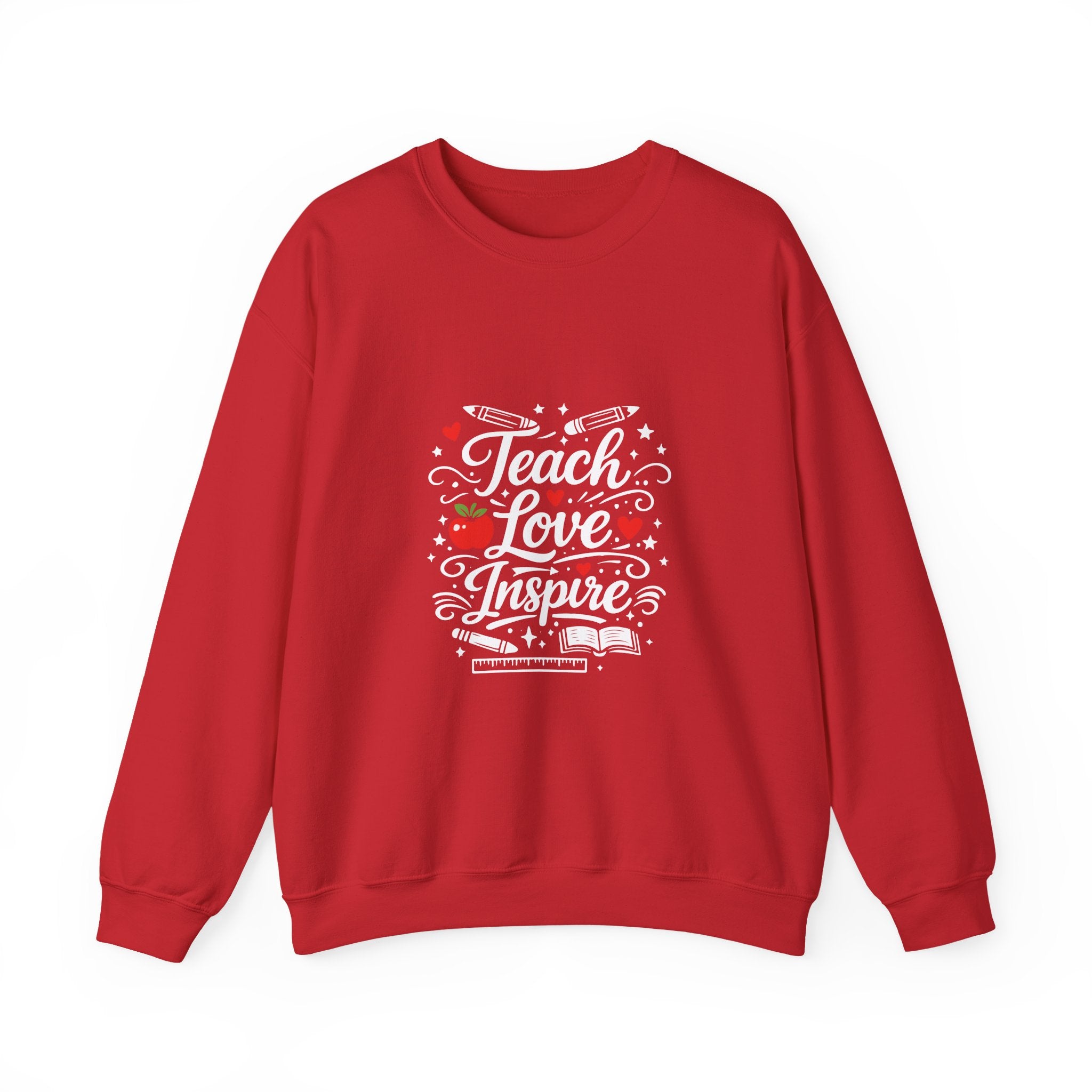 Teacher Appreciation Gift Sweatshirt – "Teach Love Inspire" Apple & Book Crewneck