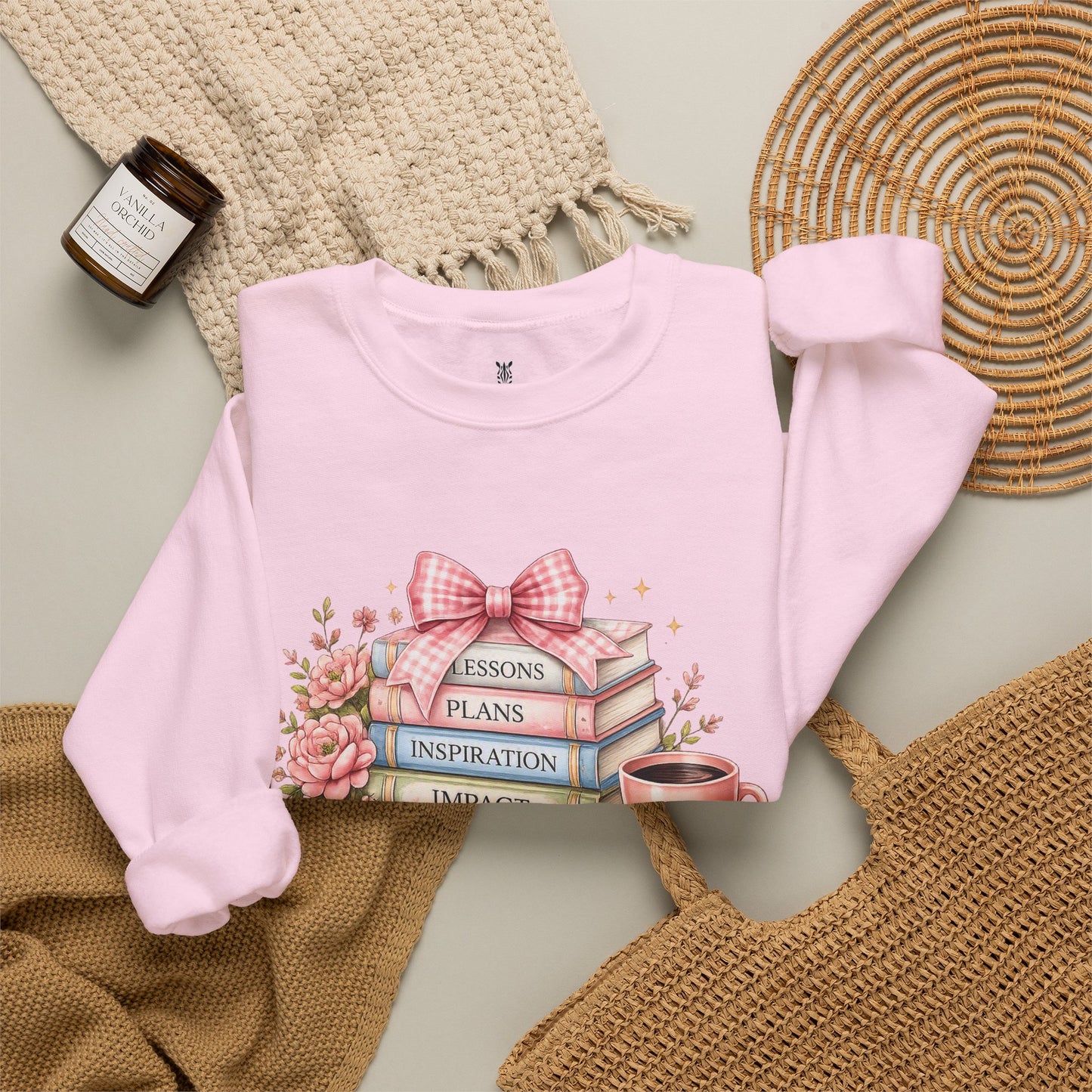 Teacher Graphic Sweatshirt – "Lessons, Plans, Inspiration, Impact" Crewneck