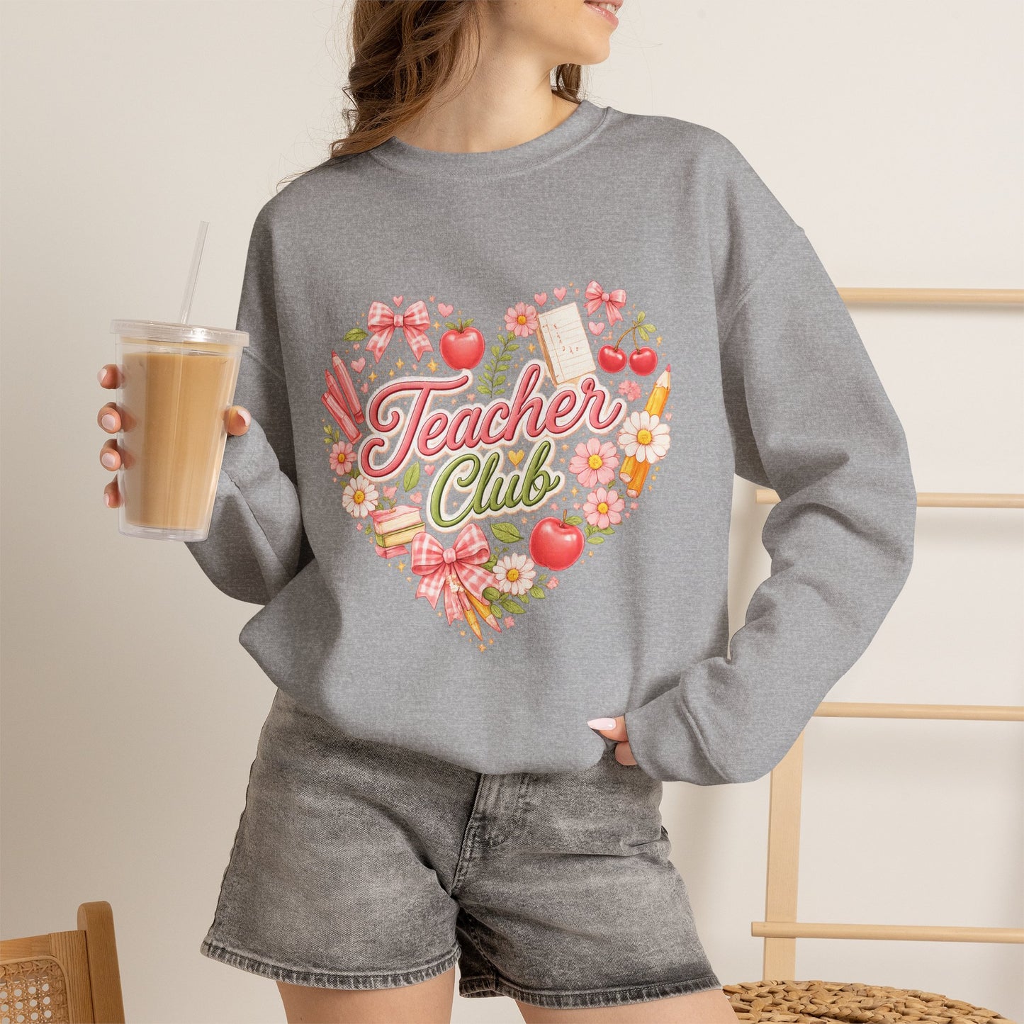 5th Grade Teacher Crewneck Sweatshirt – Teacher Club Heart Design