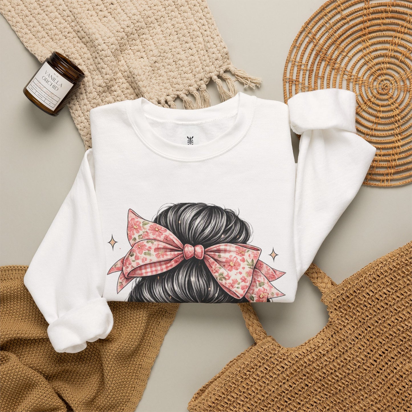 Funny Shirts for Teachers – Hair Bun & Sunglasses "Teach Love Inspire" Sweatshirt