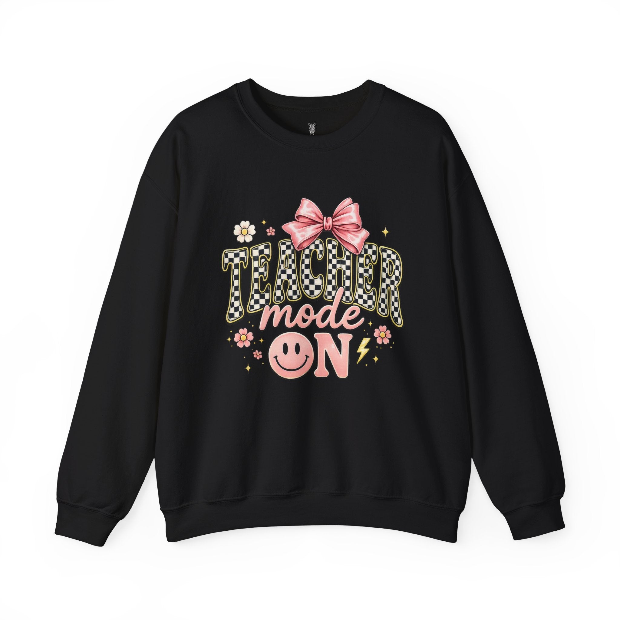 Teacher Crewneck Sweatshirt – "Feel-Good Energy" Pink Bow Graphic
