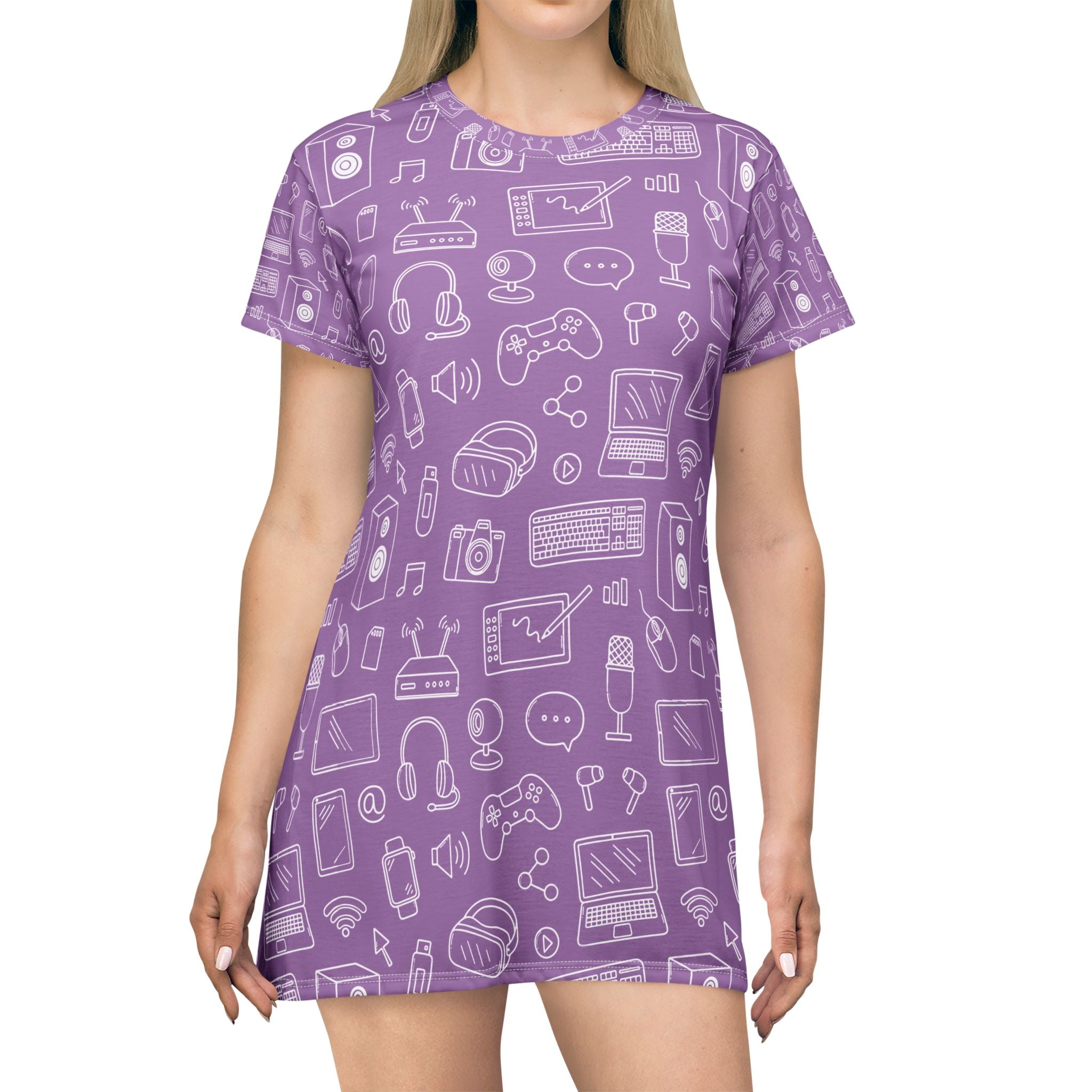 Computer Teacher T Shirt Dress Tech Print Classroom Outfit
