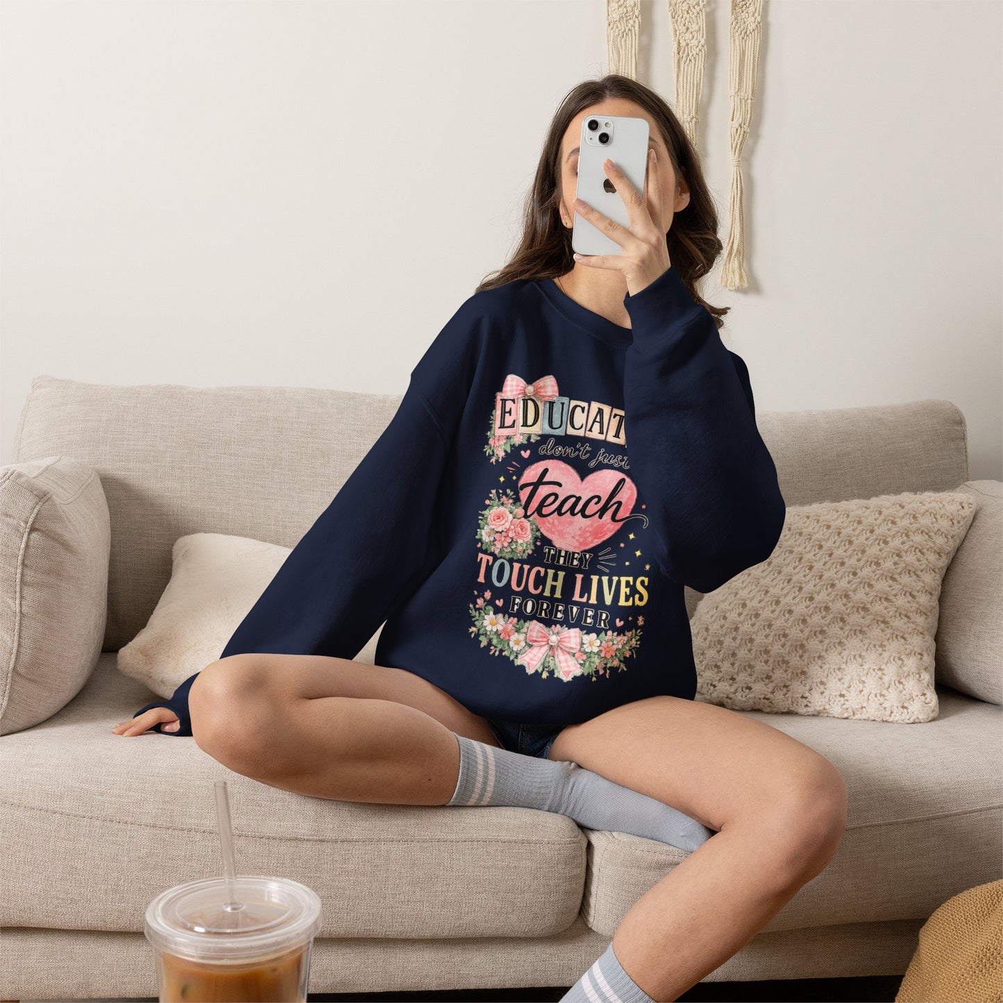 Gift for Teachers – "Educators Don't Just Teach, They Touch Lives Forever" Crewneck