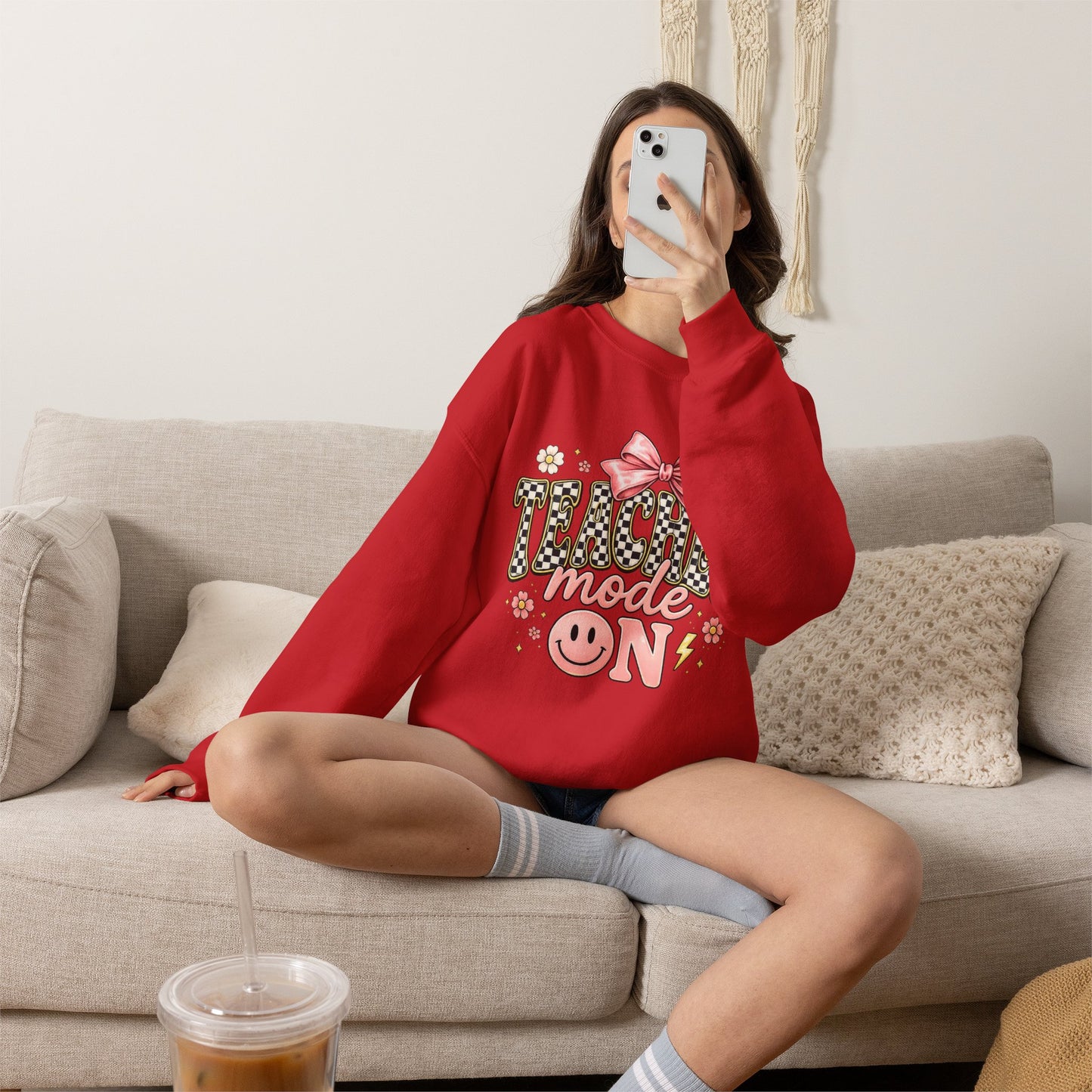Sweatshirt — 'Tumblr Mode On' Pink Bow Graphic Crewneck