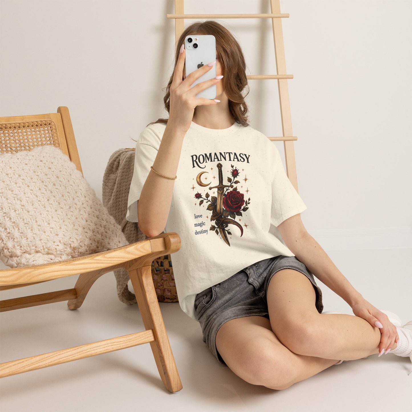 Romantasy Dagger Rose T-Shirt | moon, stars, love magic destiny
