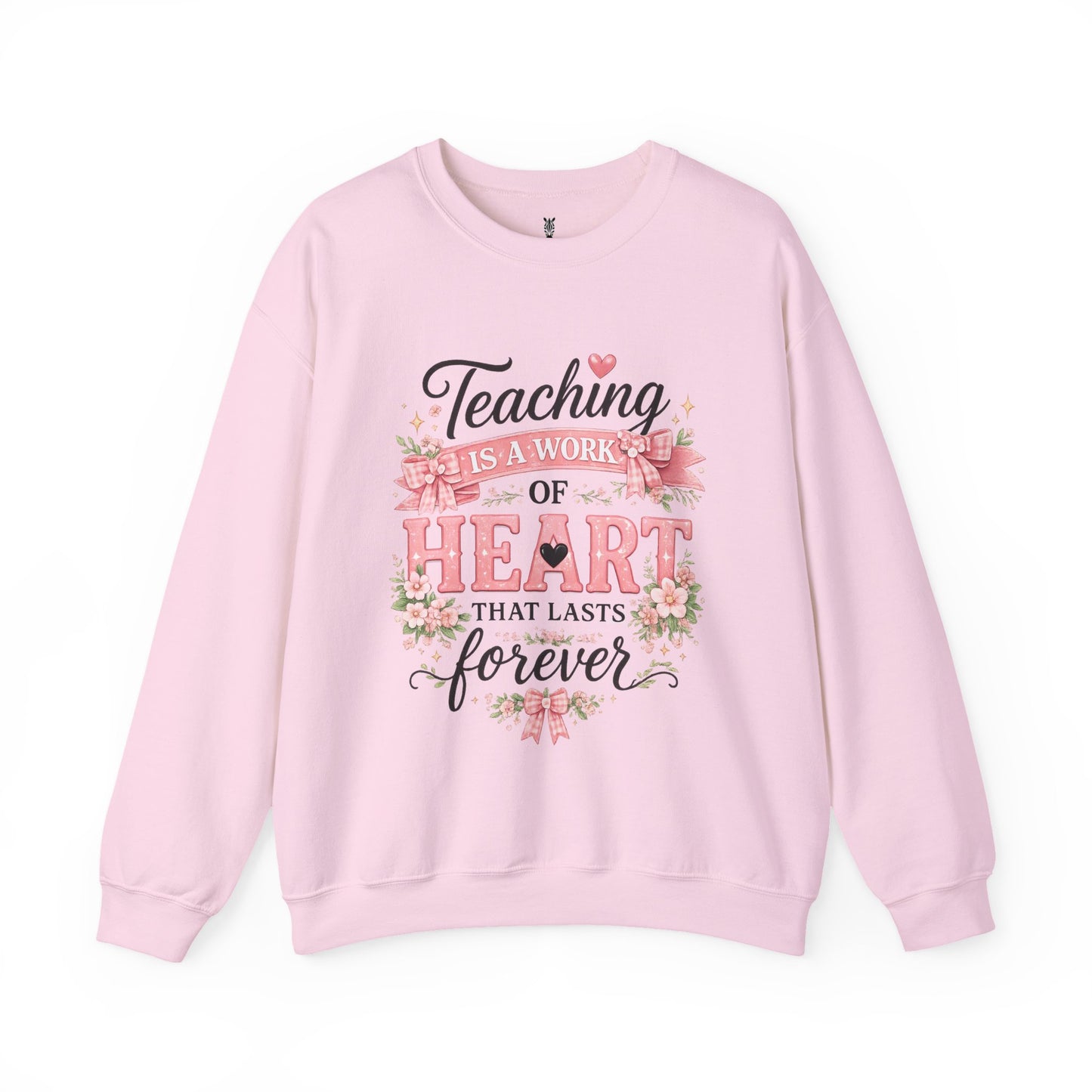 Elementary Teacher Crewneck Sweatshirt – "Teaching Is a Work of Heart" Floral