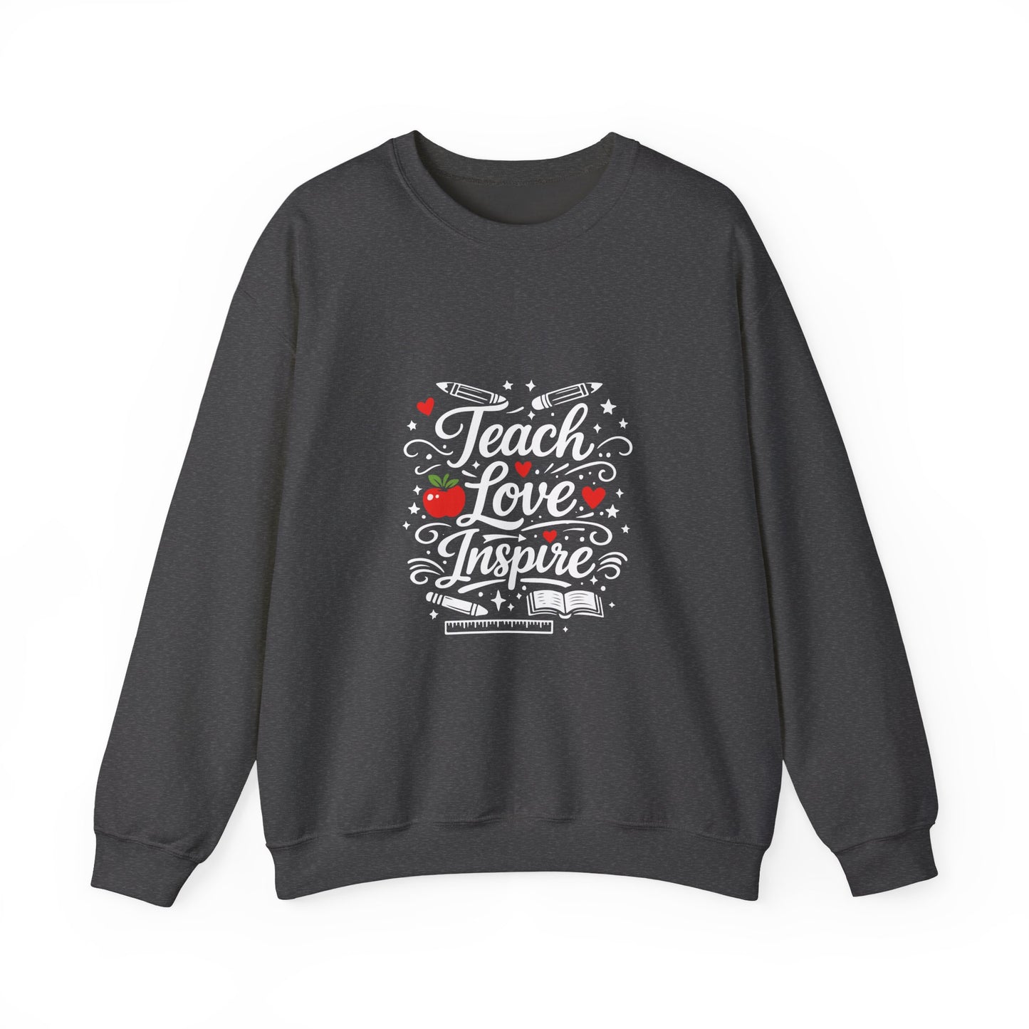 Teacher Appreciation Gift Sweatshirt – "Teach Love Inspire" Apple & Book Crewneck