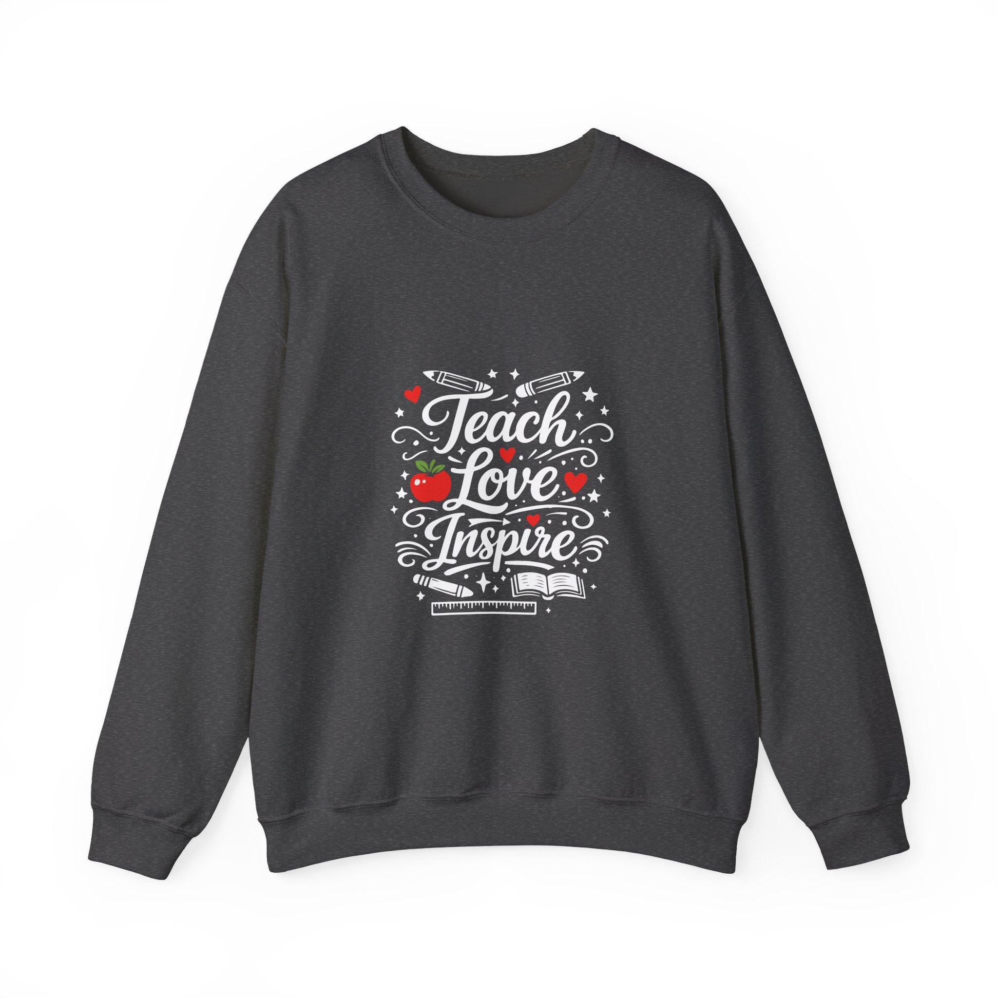 Teacher Appreciation Gift Sweatshirt – "Teach Love Inspire" Apple & Book Crewneck
