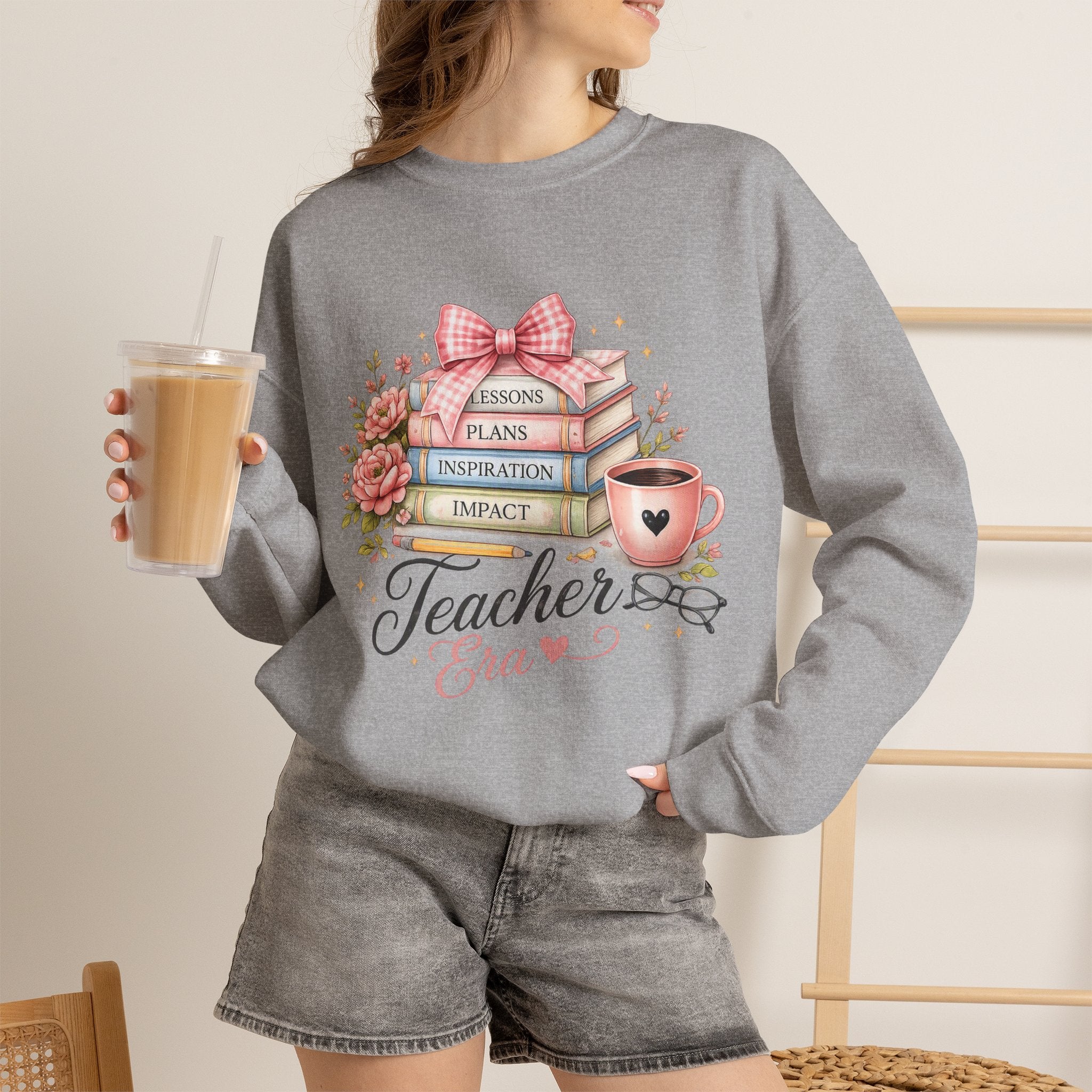 Teacher Graphic Sweatshirt – "Lessons, Plans, Inspiration, Impact" Crewneck